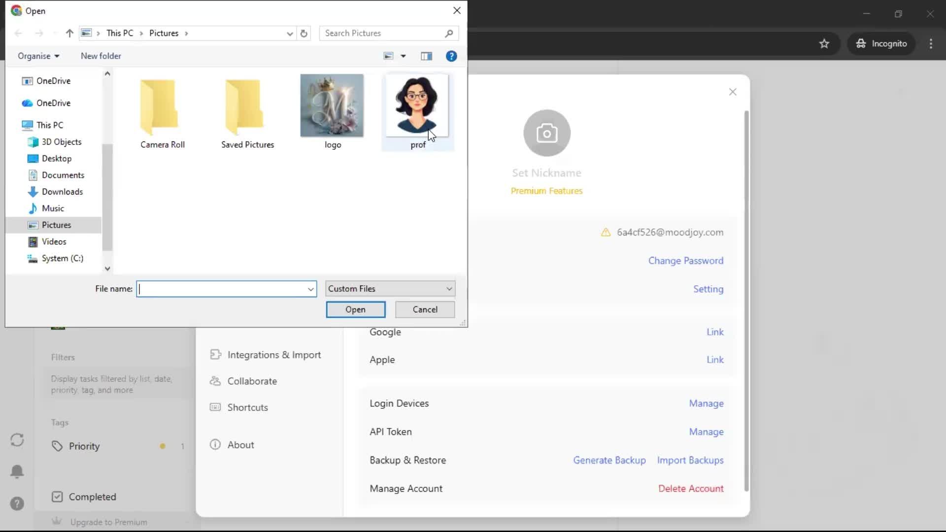 Updating your profile screenshot