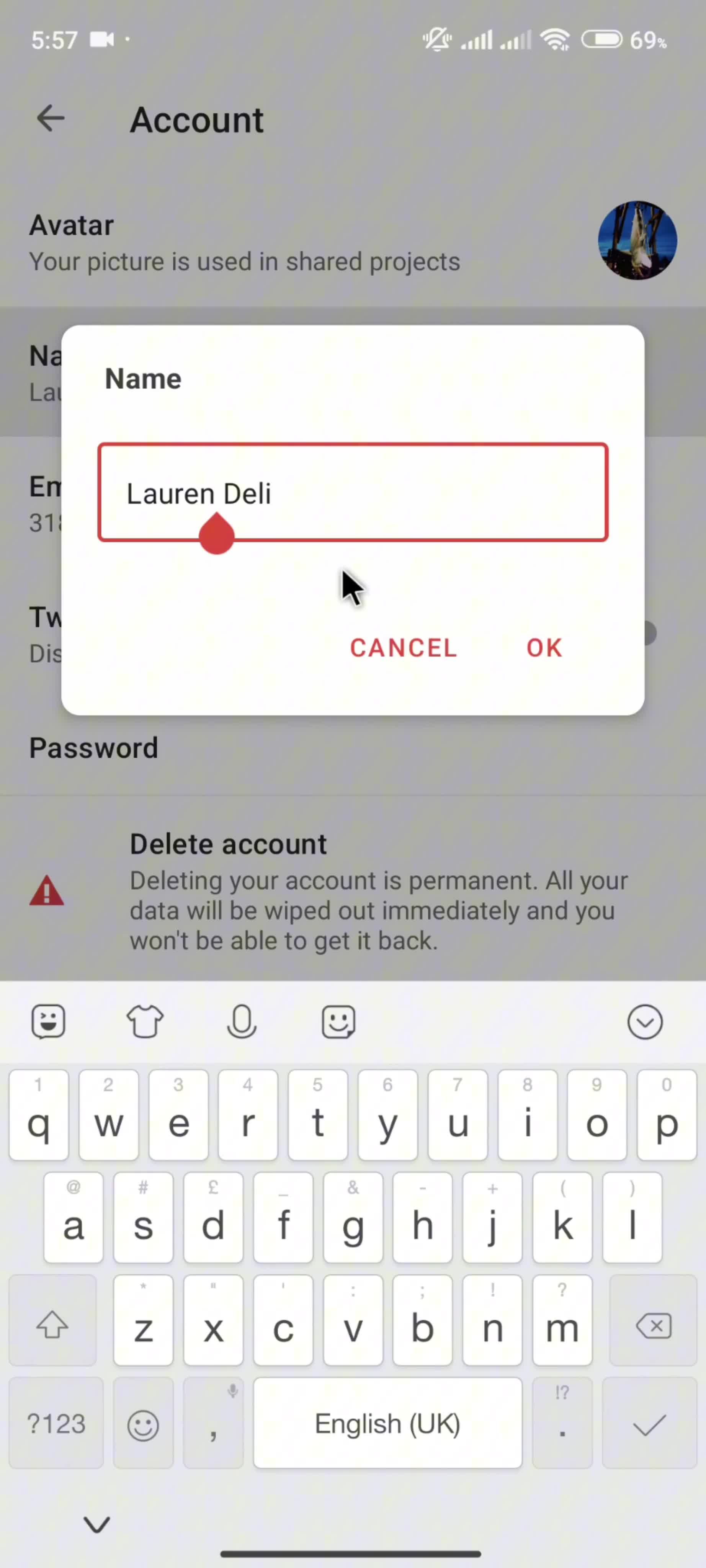Updating your profile screenshot