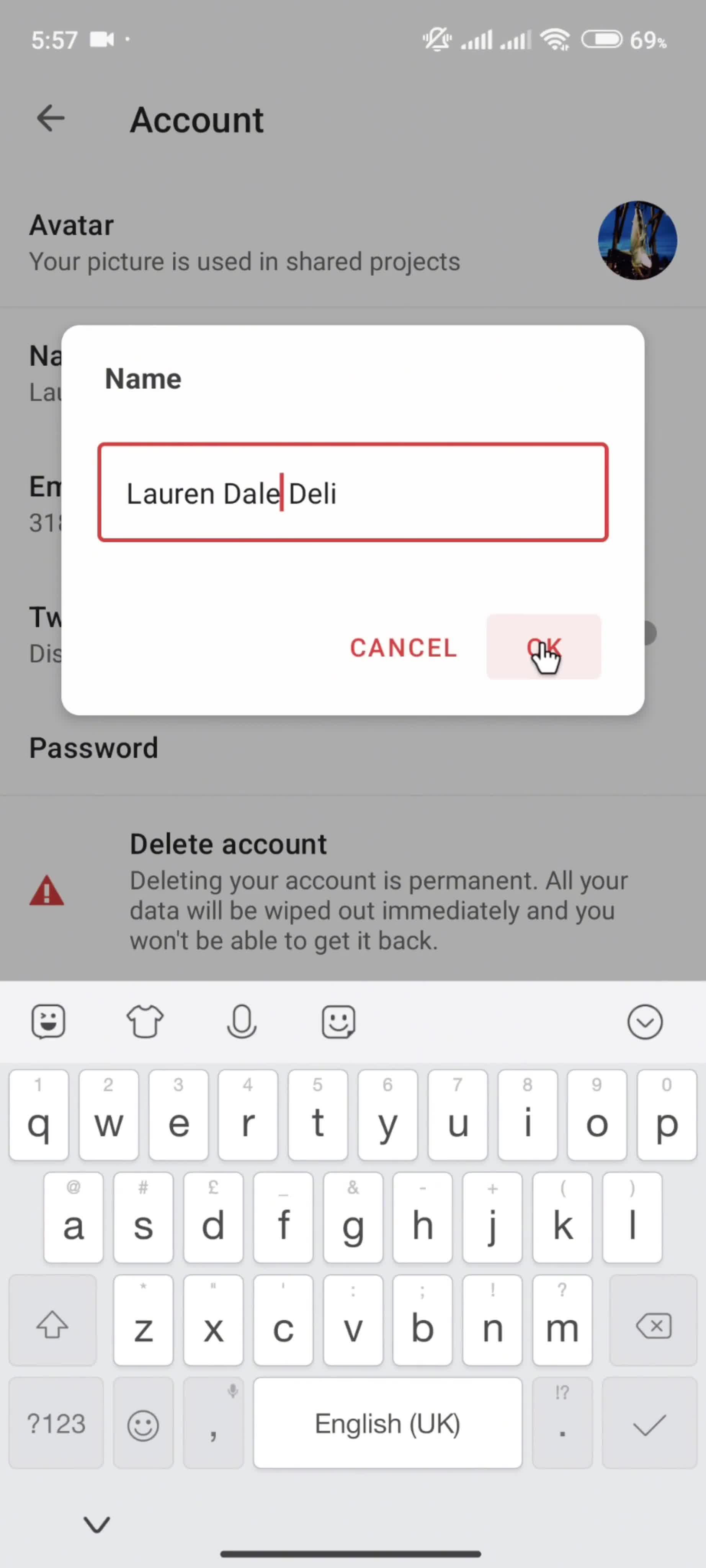 Updating your profile screenshot