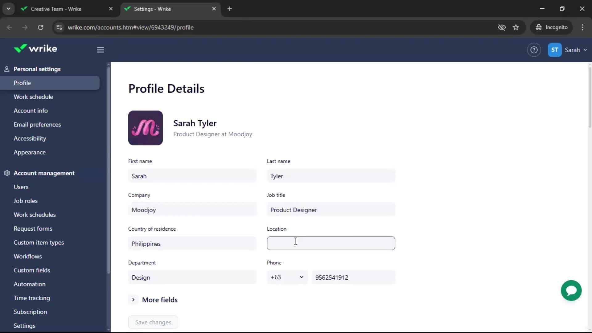 Updating your profile screenshot