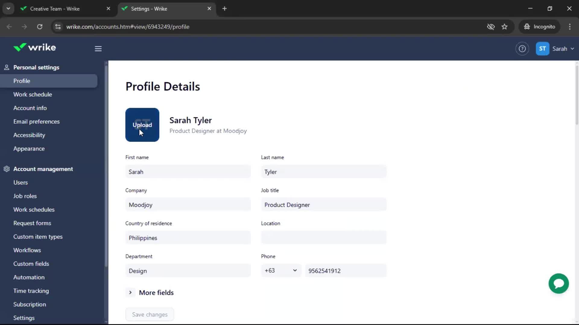 Updating your profile screenshot