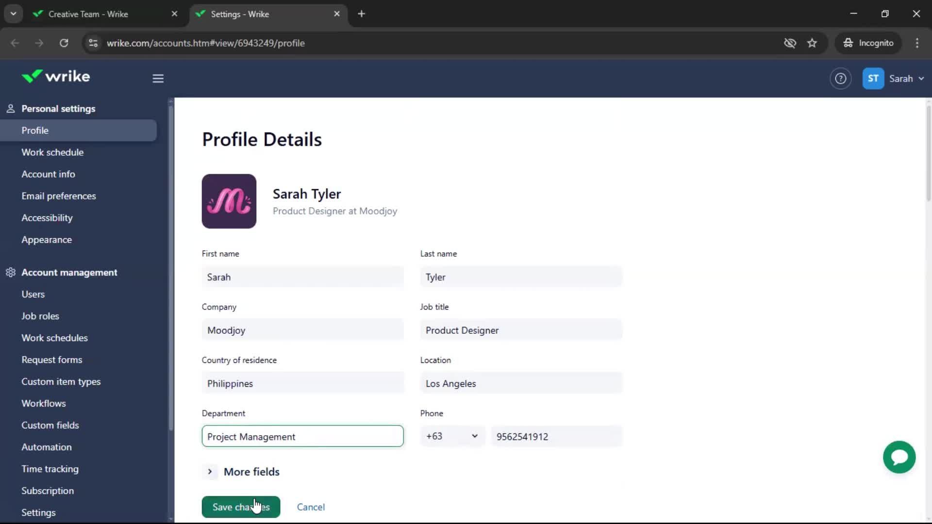 Updating your profile screenshot