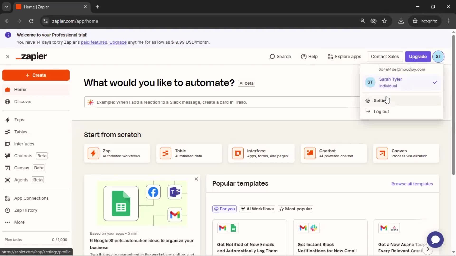 Updating your profile screenshot