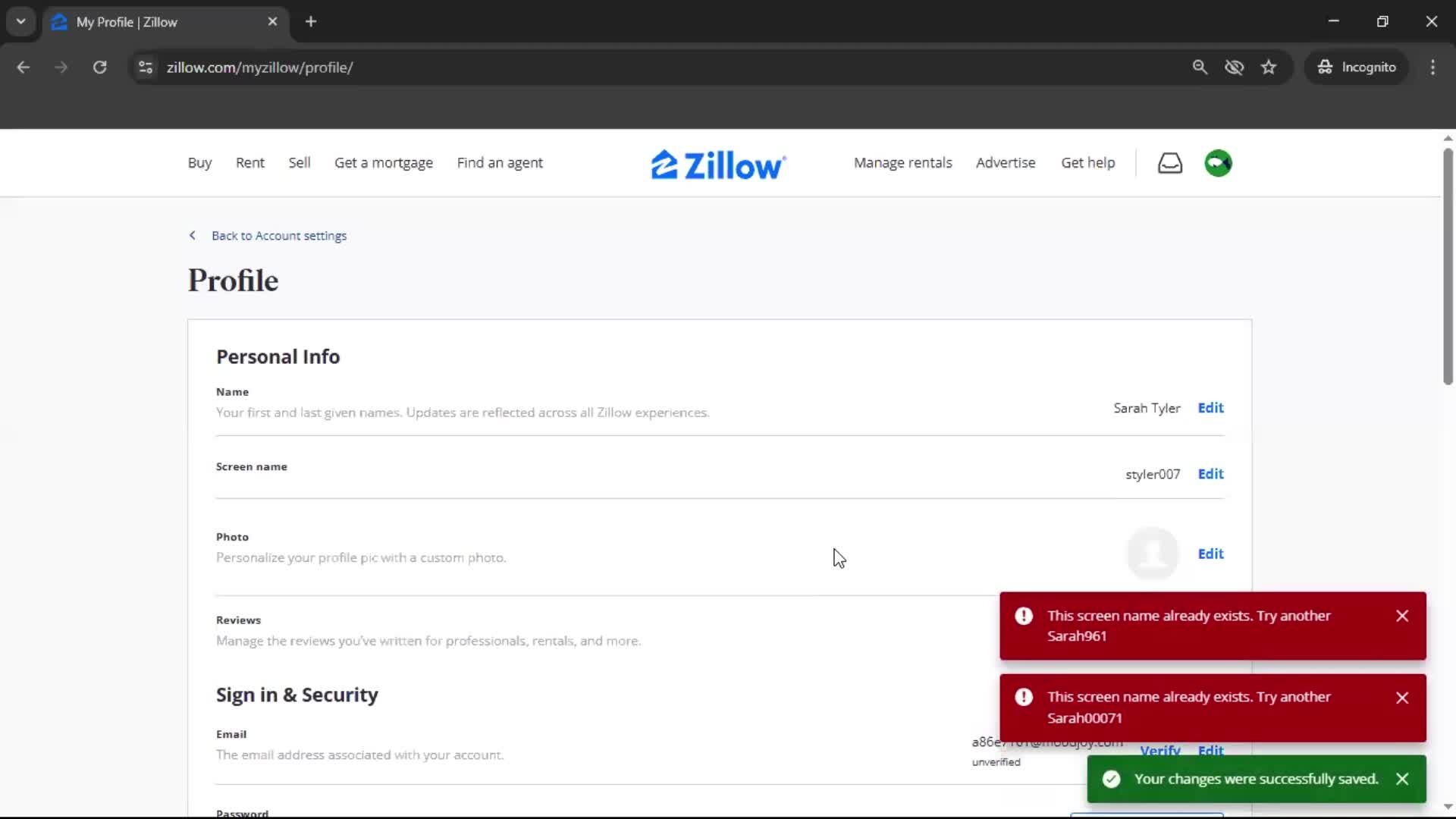 Updating your profile screenshot