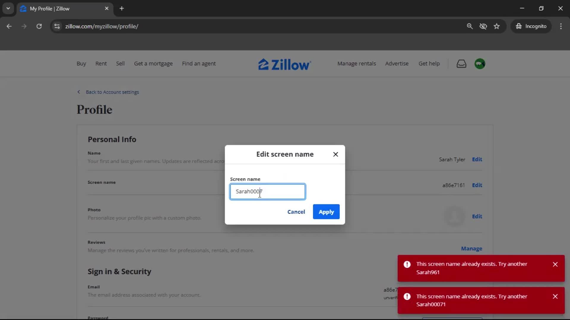 Updating your profile screenshot