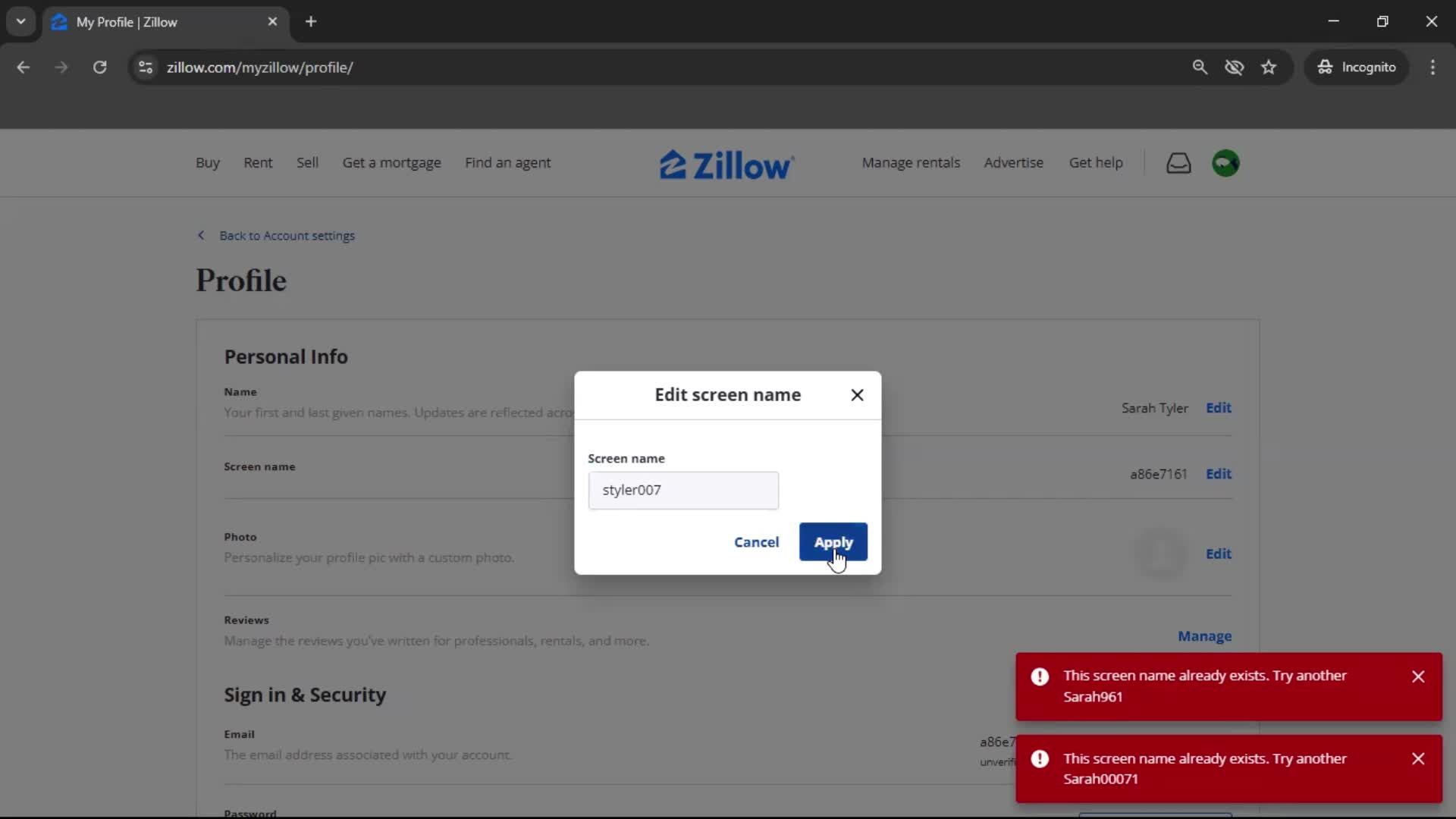 Updating your profile screenshot