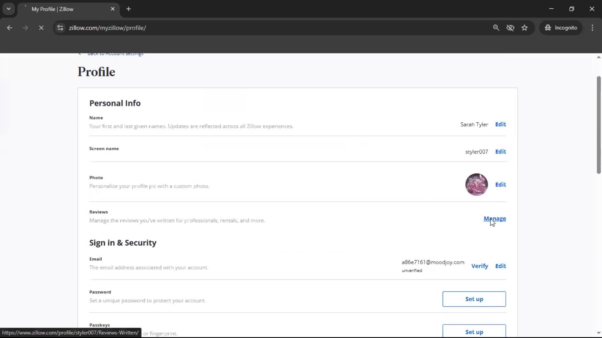 Updating your profile screenshot