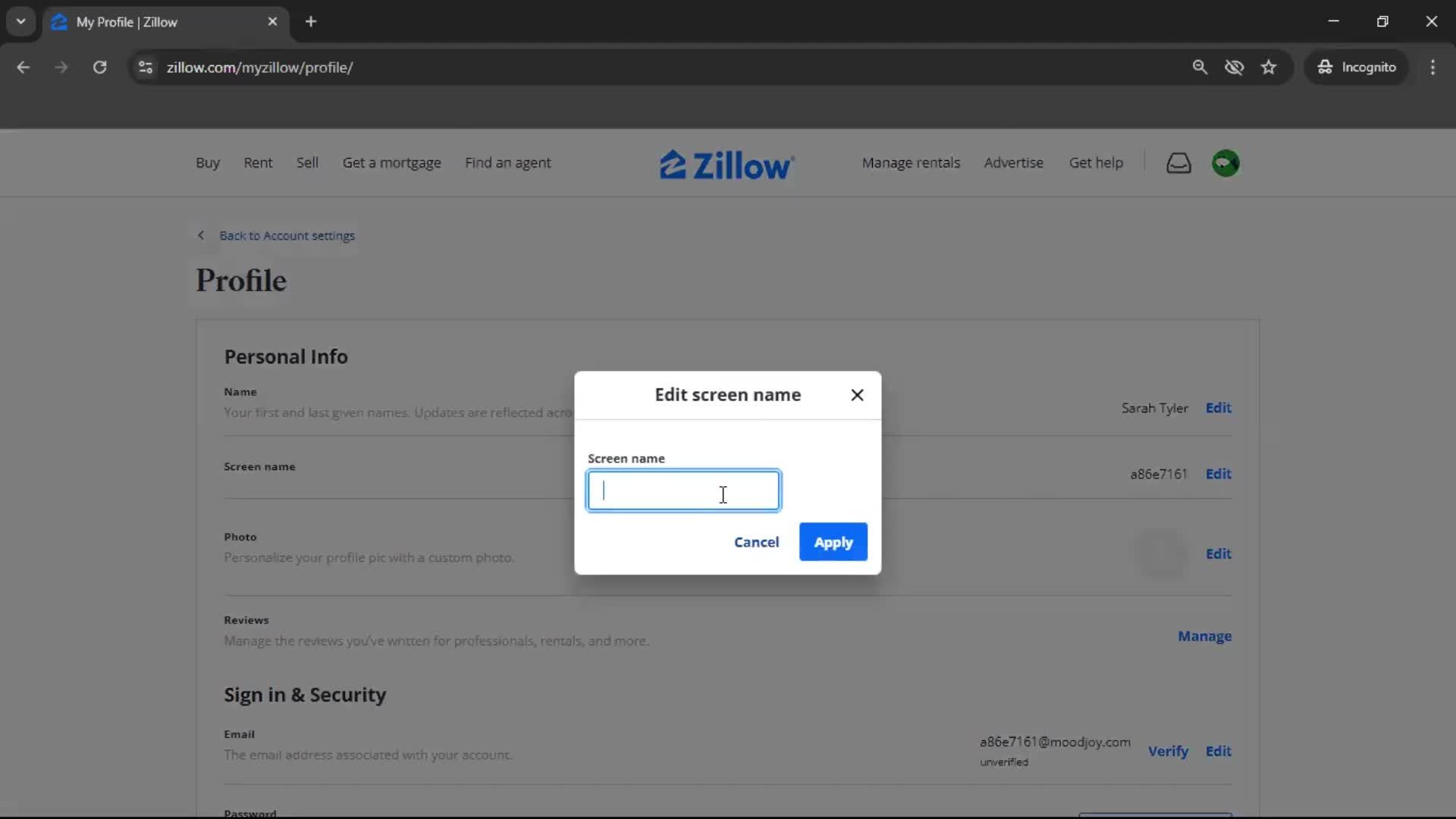Updating your profile screenshot