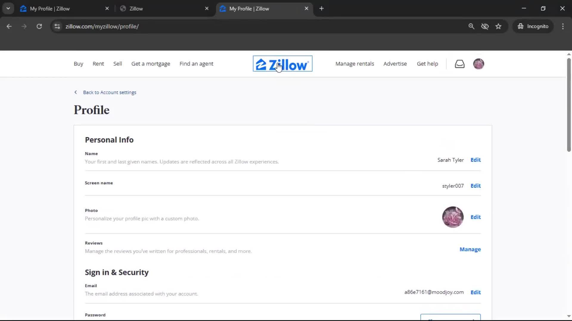 Updating your profile screenshot