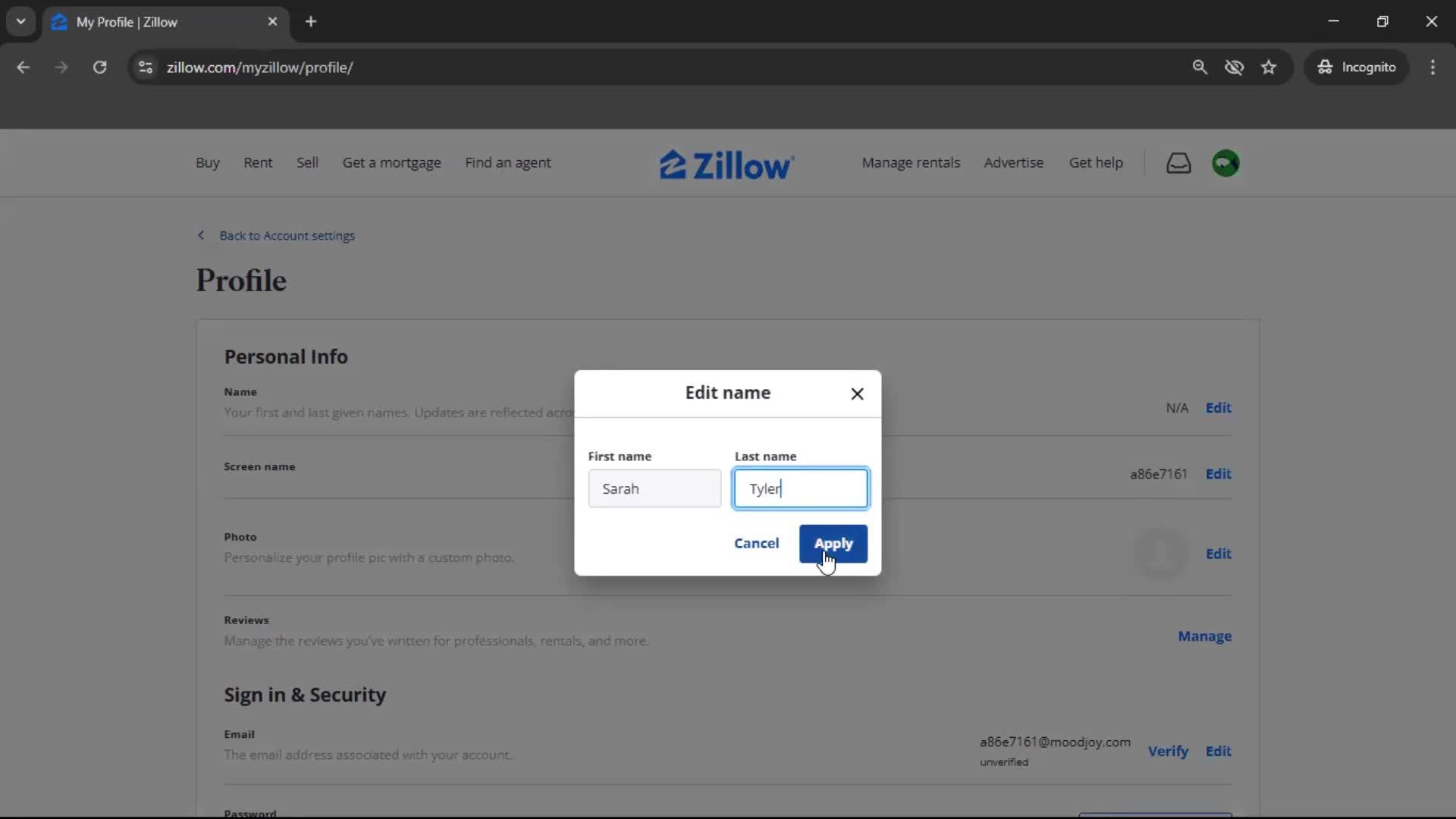 Updating your profile screenshot