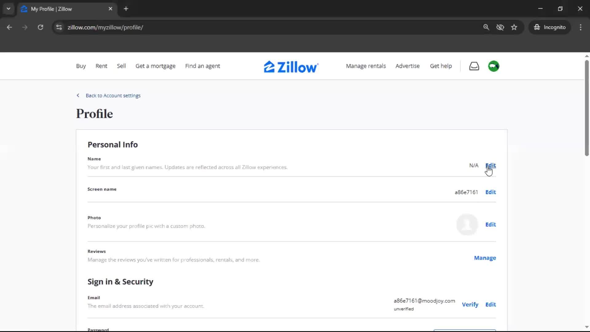 Updating your profile screenshot