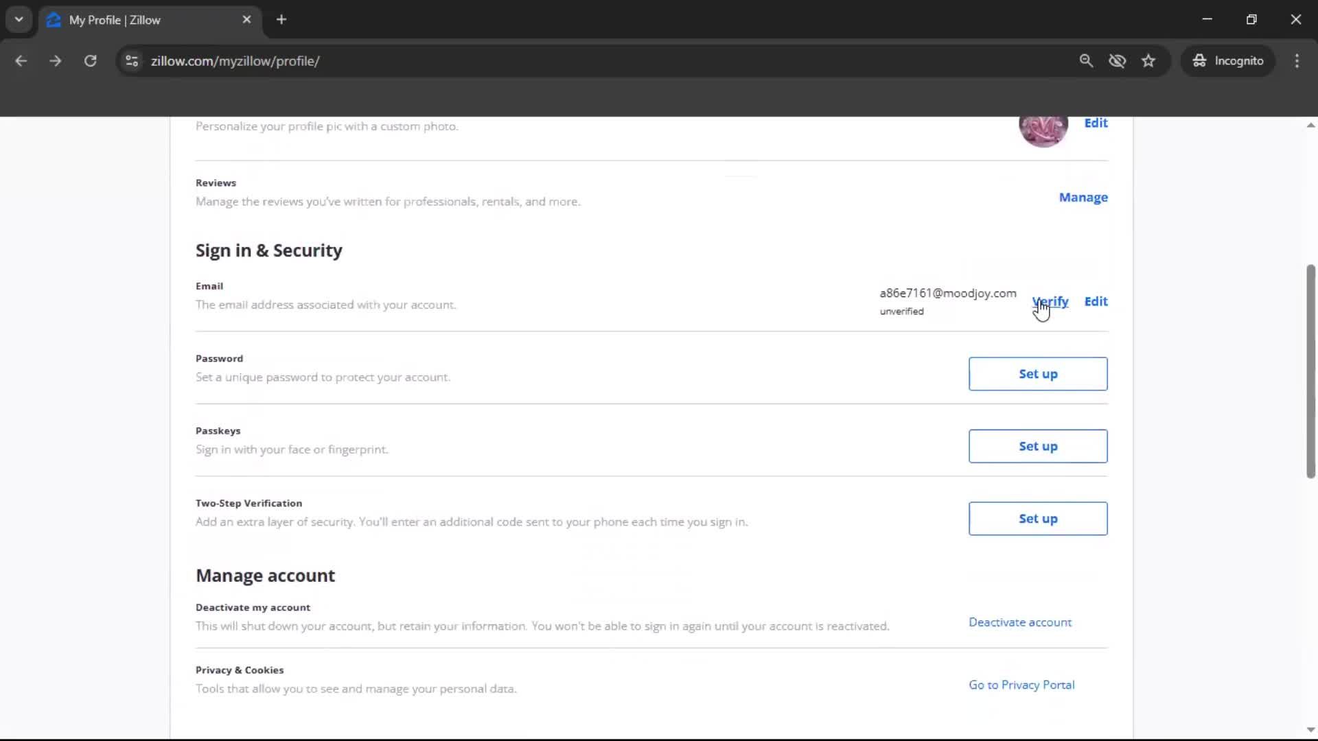 Updating your profile screenshot