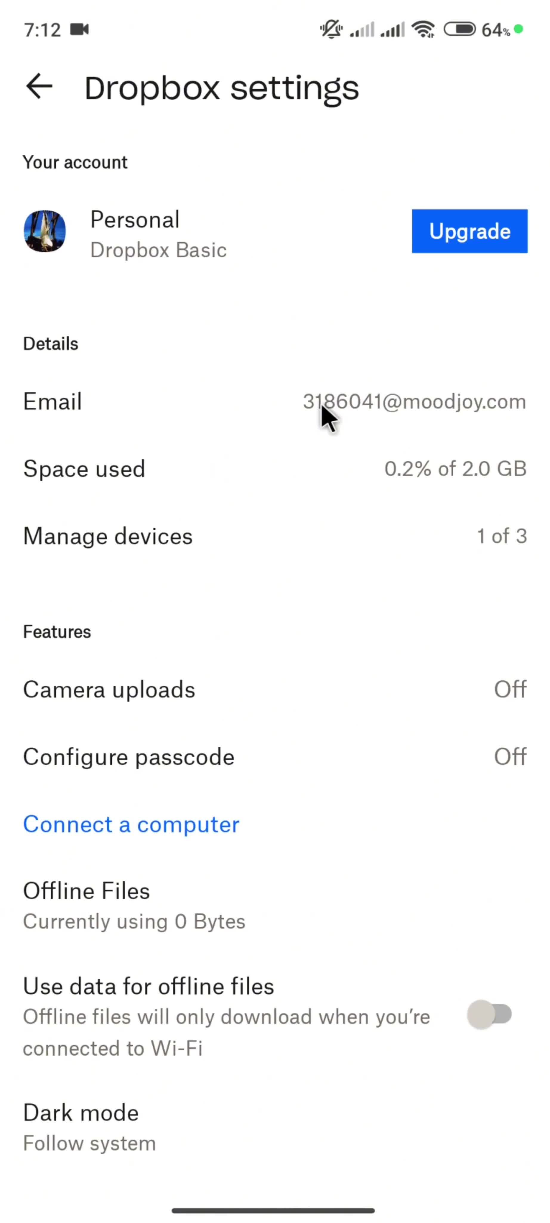 Updating profile picture screenshot