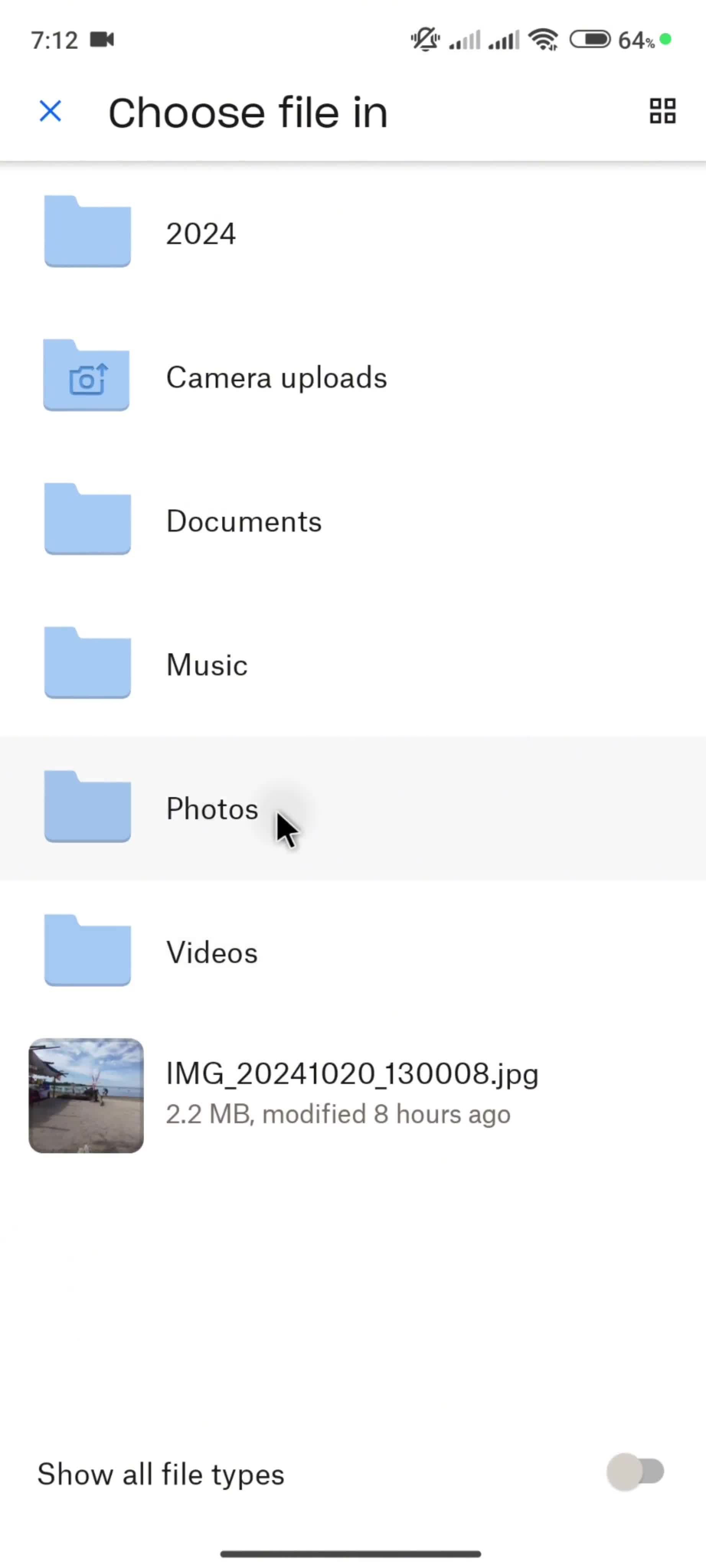 Updating profile picture screenshot