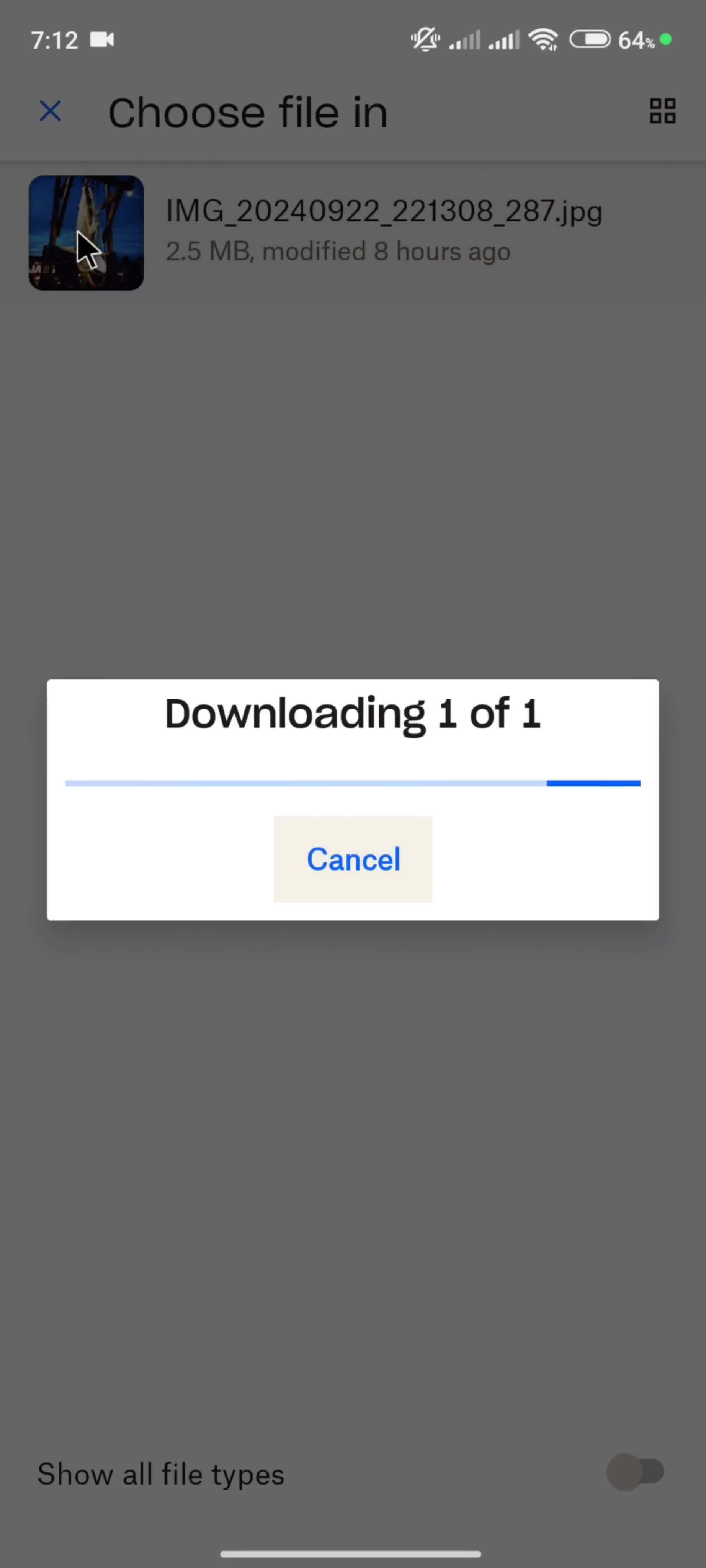 Updating profile picture screenshot