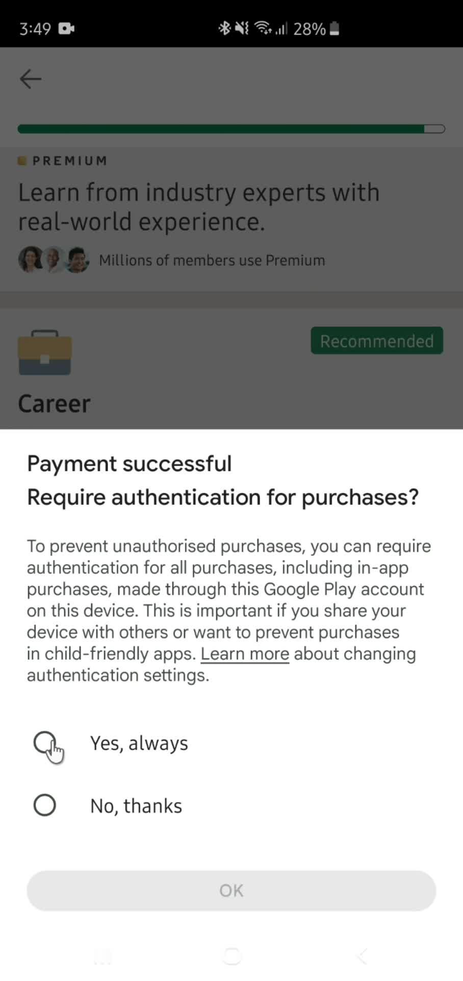 Upgrading your account screenshot