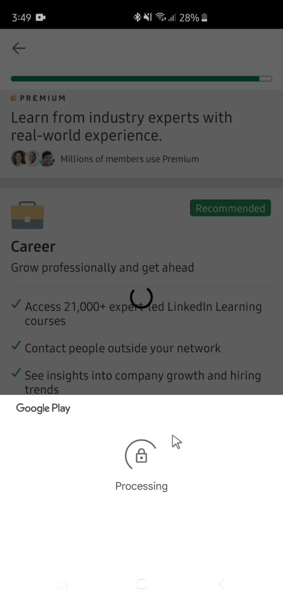 Upgrading your account screenshot