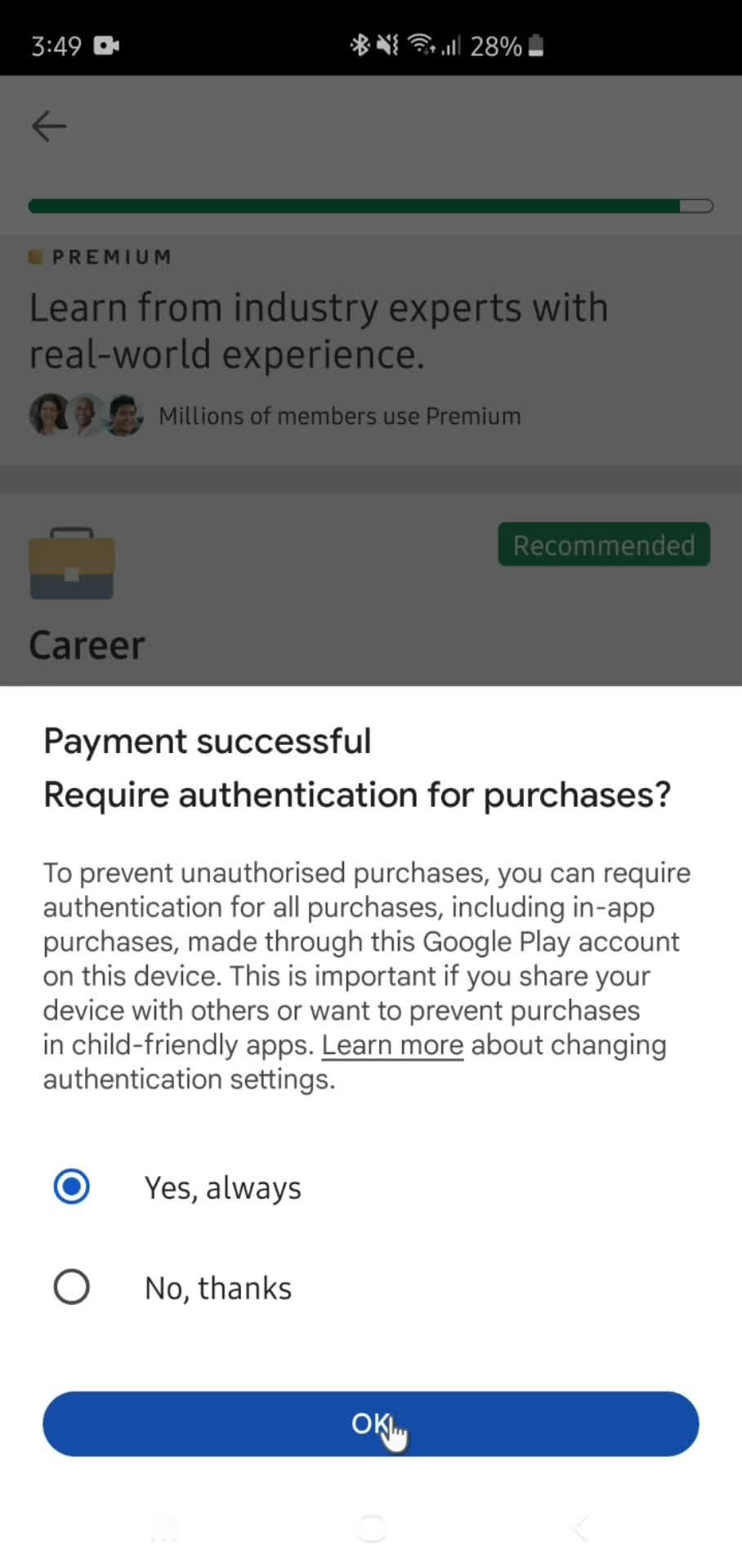 Upgrading your account screenshot