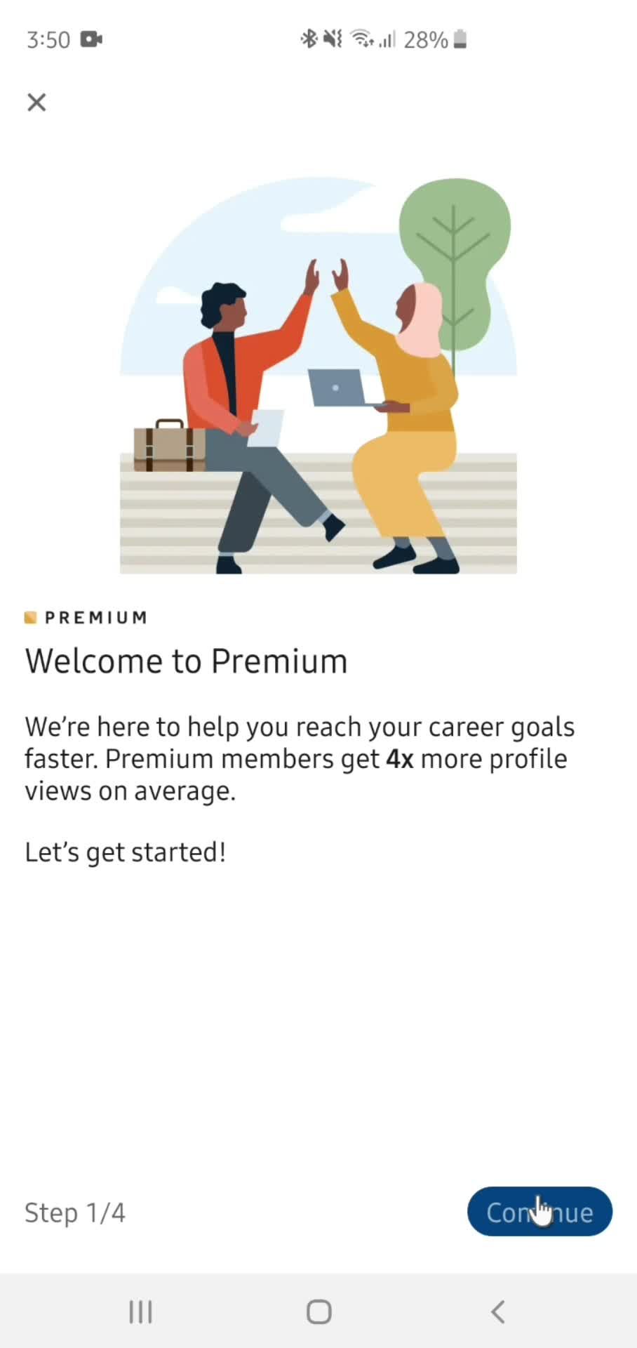 Upgrading your account screenshot