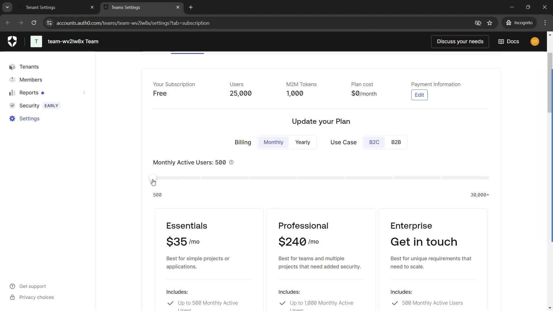 Upgrading your account screenshot