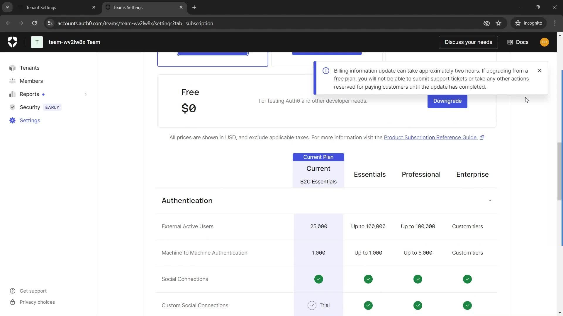 Upgrading your account screenshot
