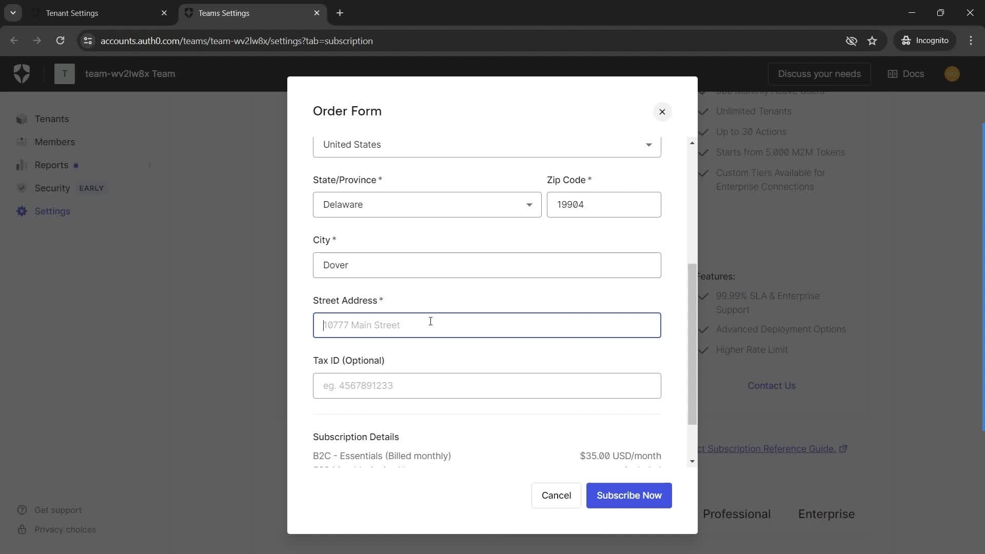 Upgrading your account screenshot