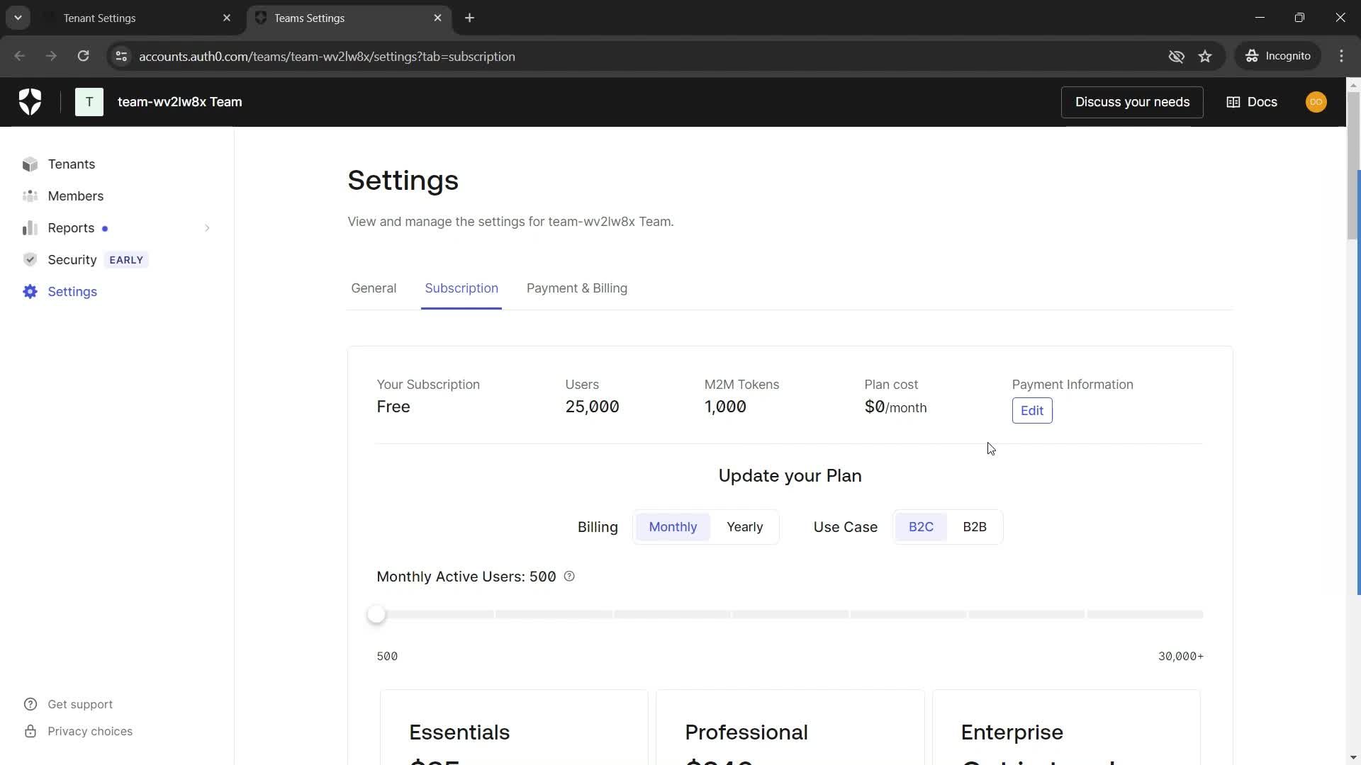 Upgrading your account screenshot