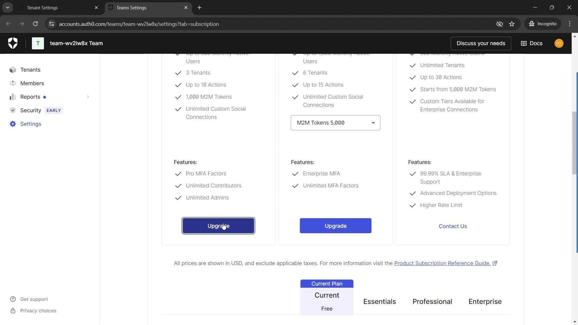 Upgrading your account screenshot