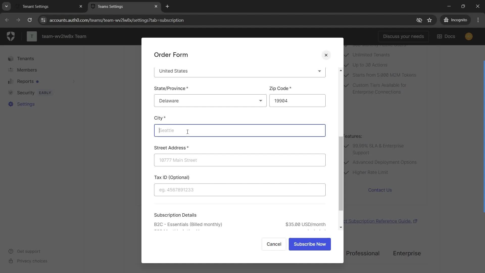 Upgrading your account screenshot