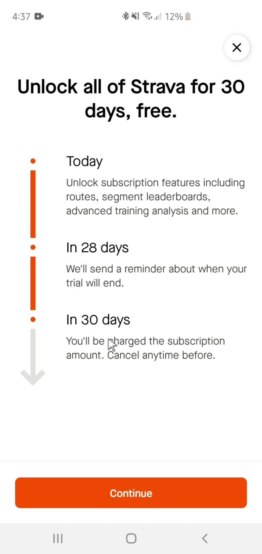 Upgrading your subscription screenshot