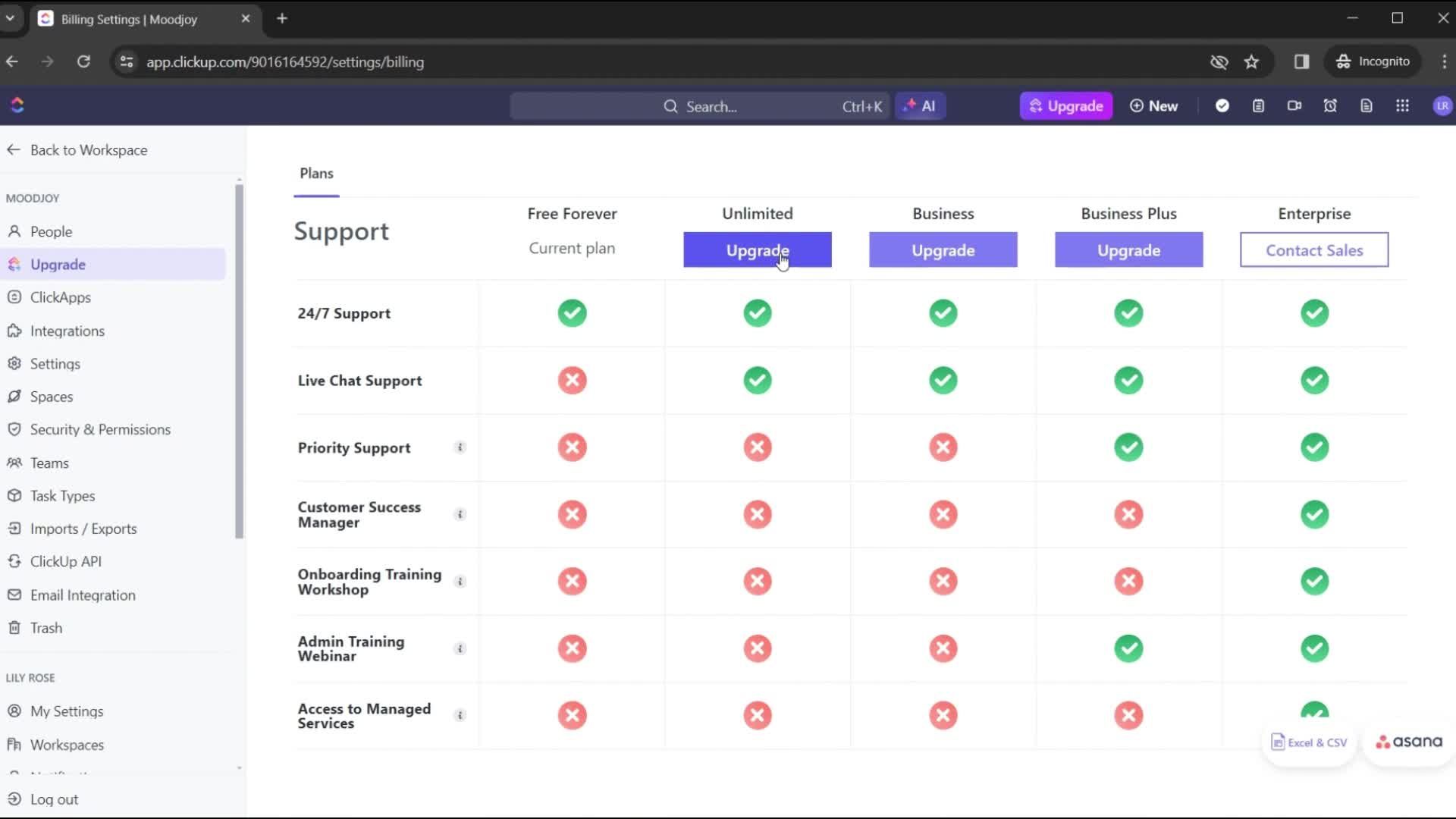 Upgrading your account screenshot