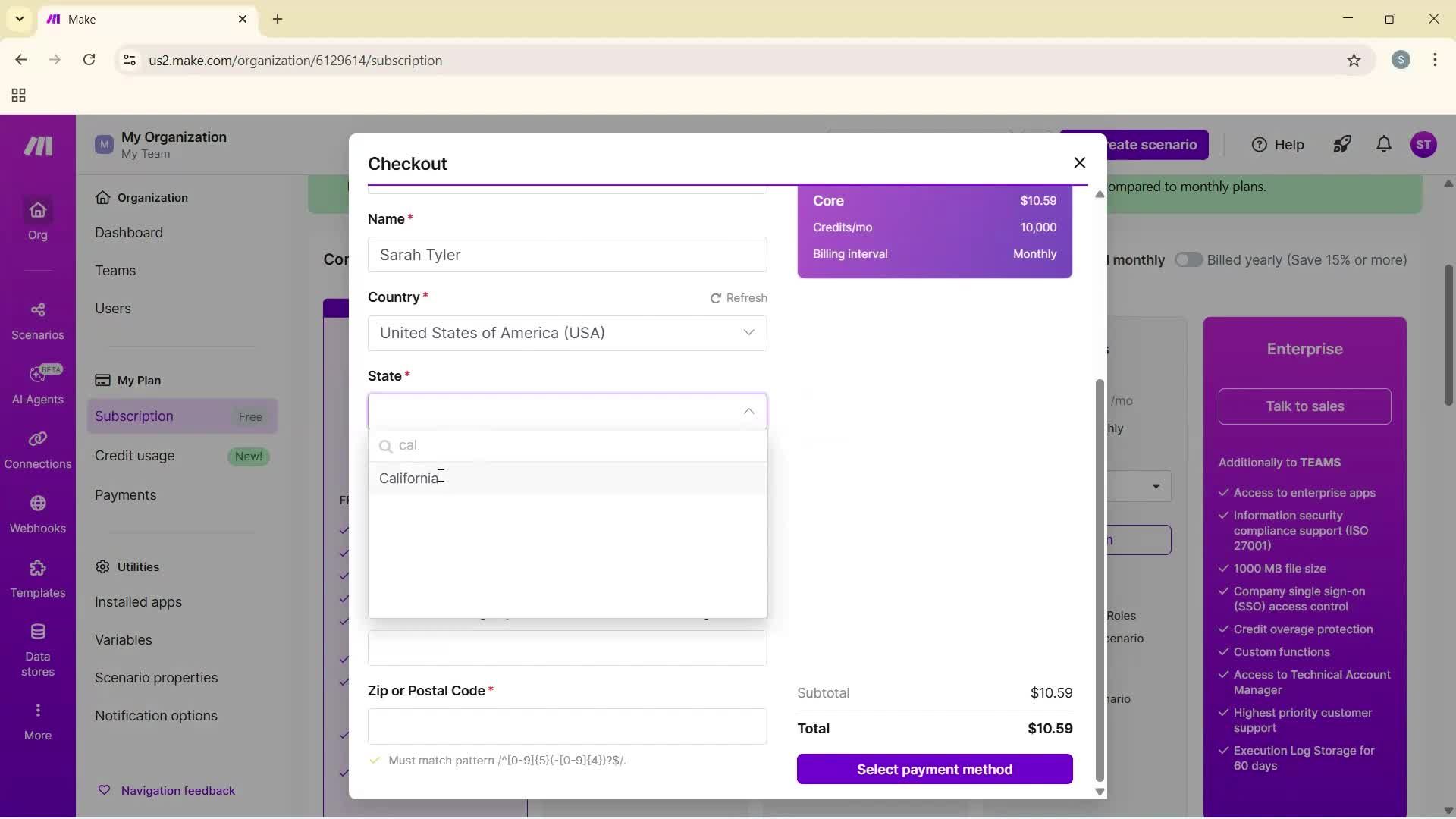 Upgrading your account screenshot
