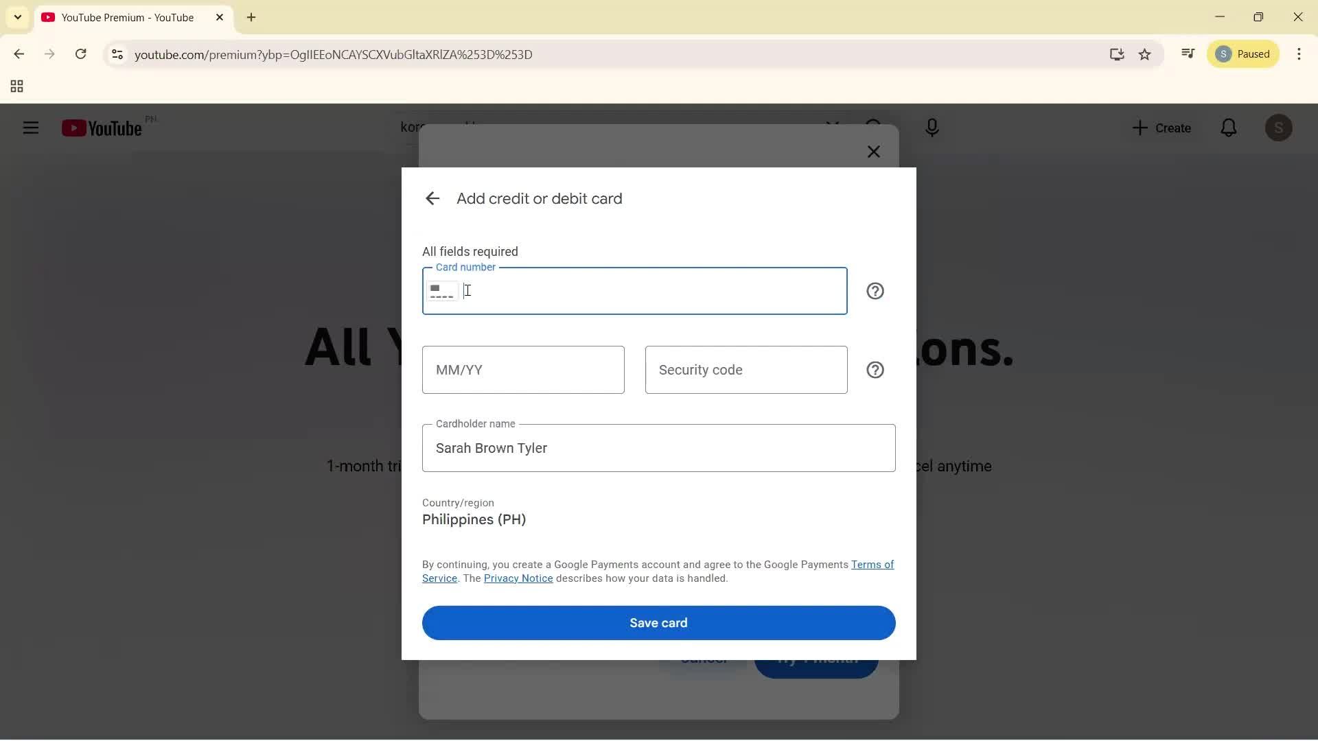Upgrading your account screenshot