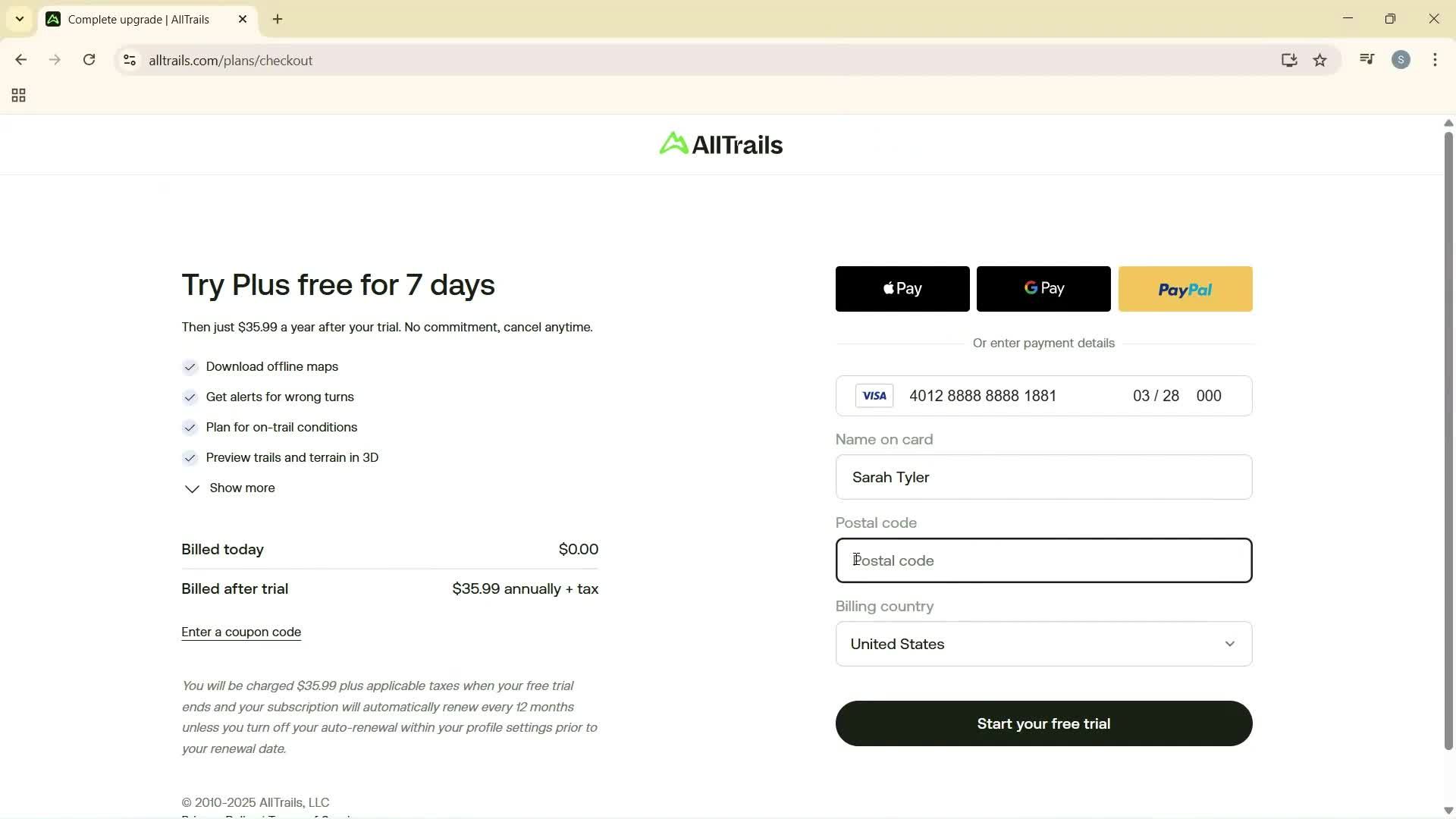 Upgrading your account screenshot