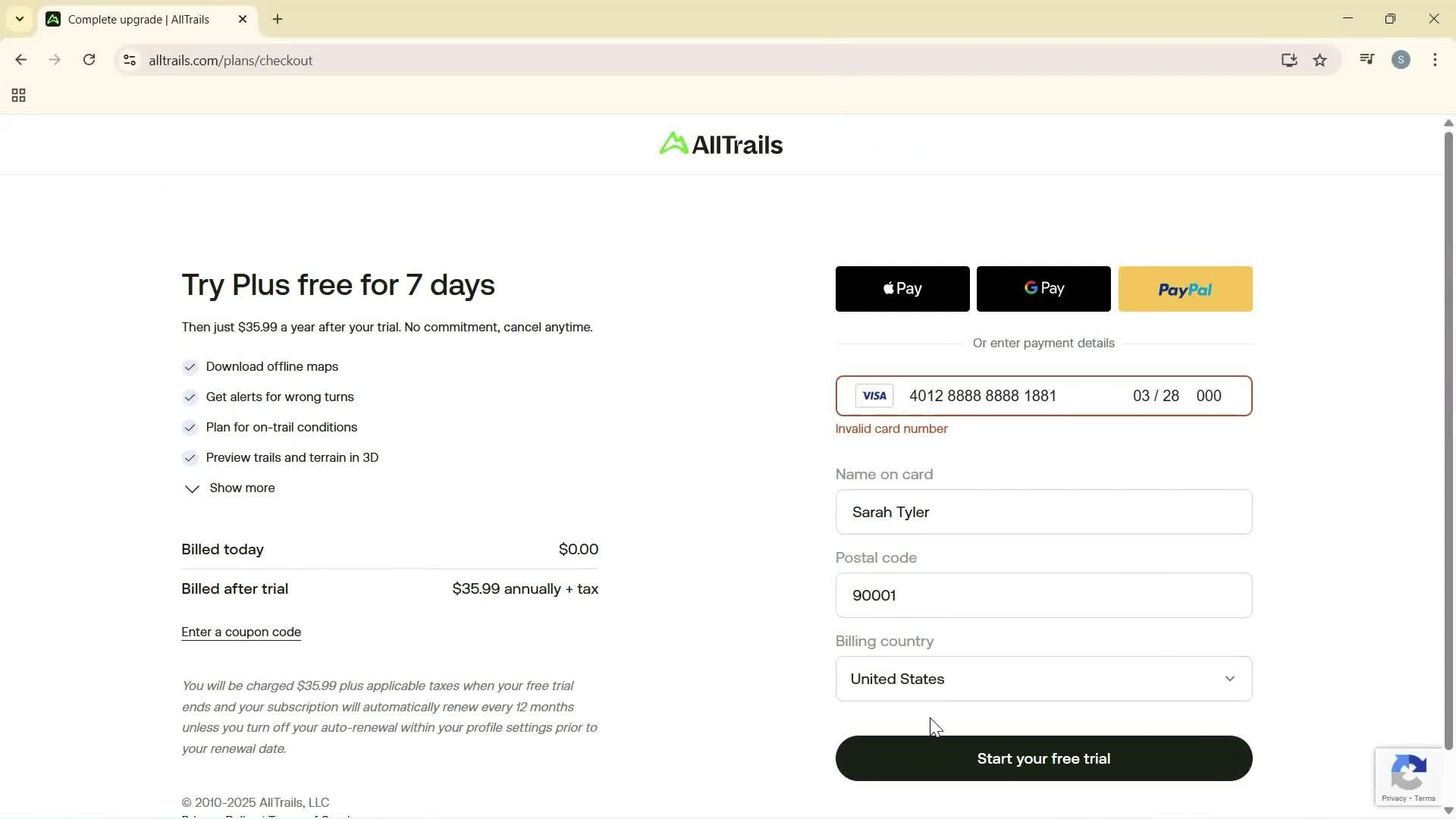 Upgrading your account screenshot