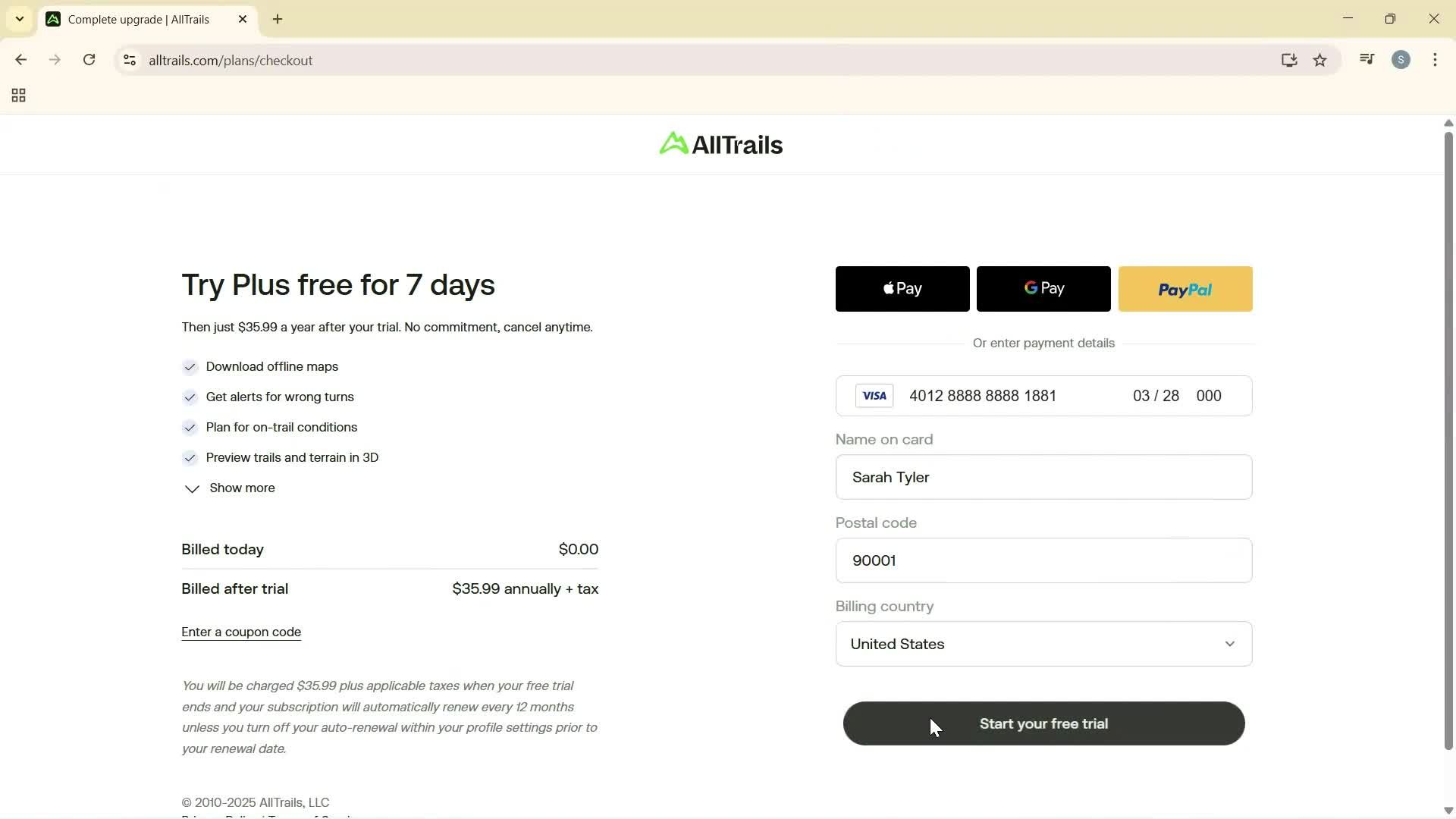 Upgrading your account screenshot