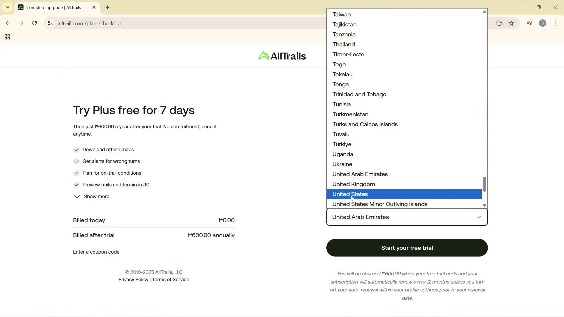 Upgrading your account screenshot