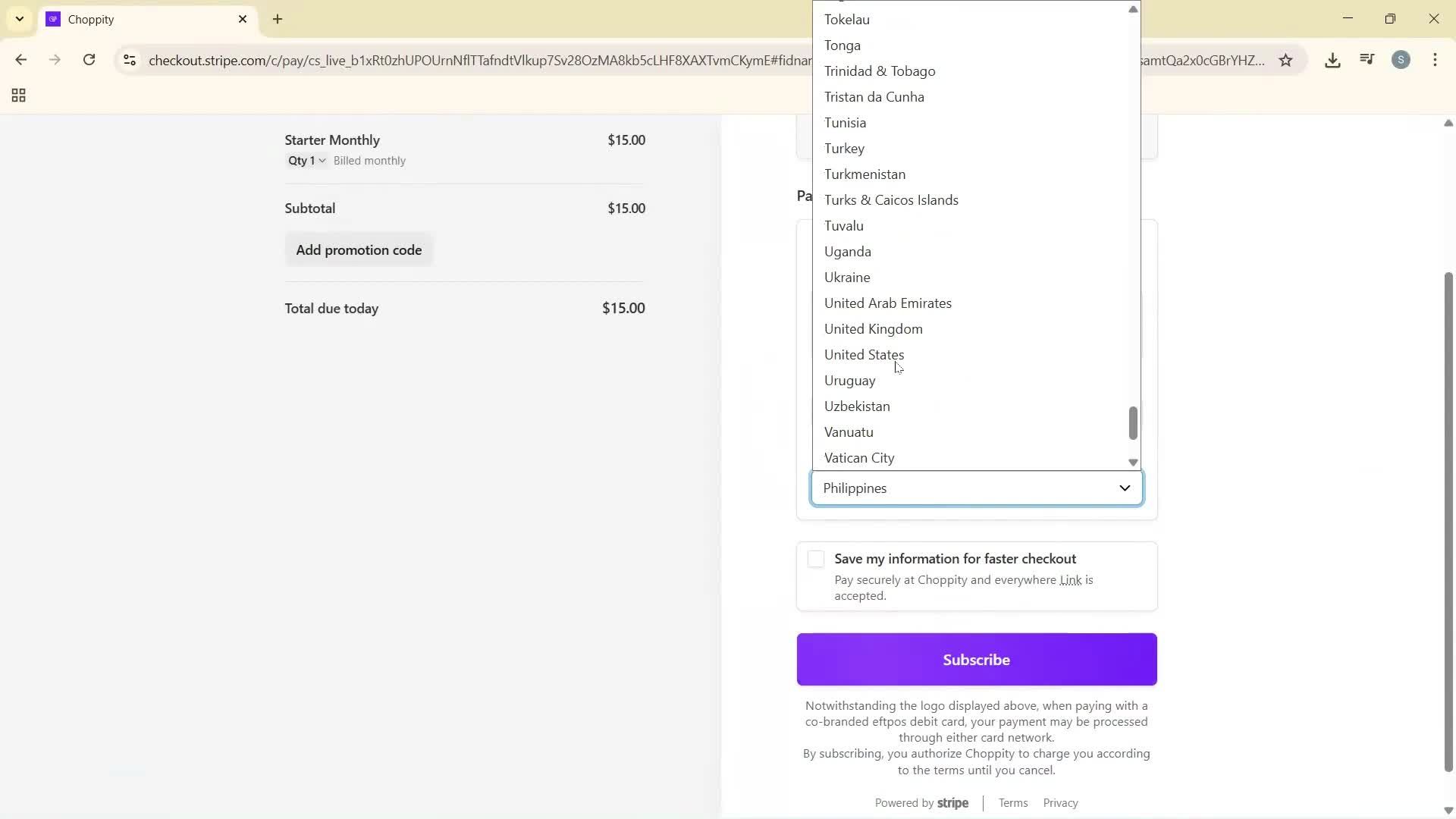 Upgrading your account screenshot