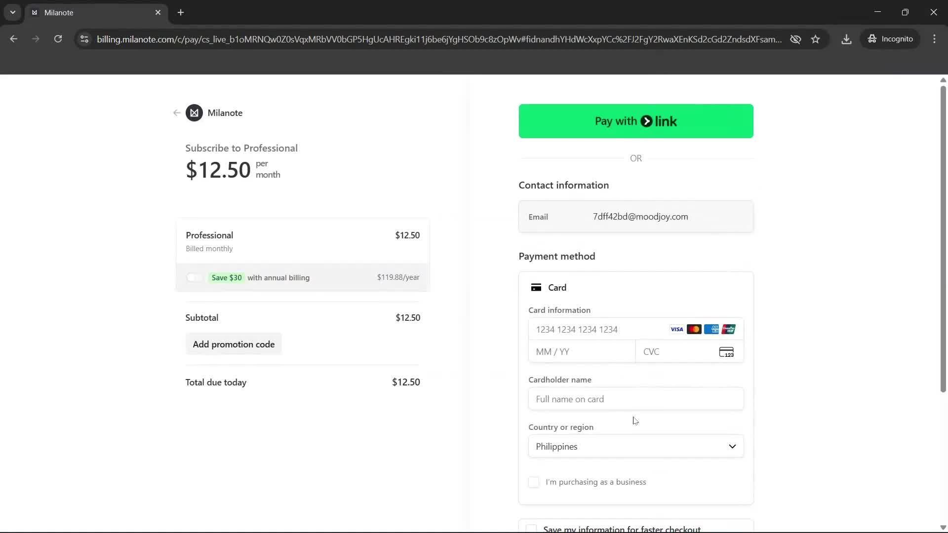 Upgrading your account screenshot