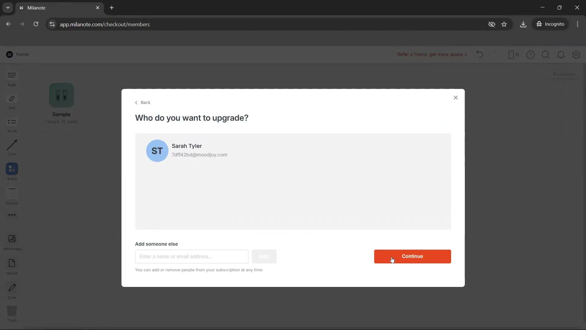 Upgrading your account screenshot