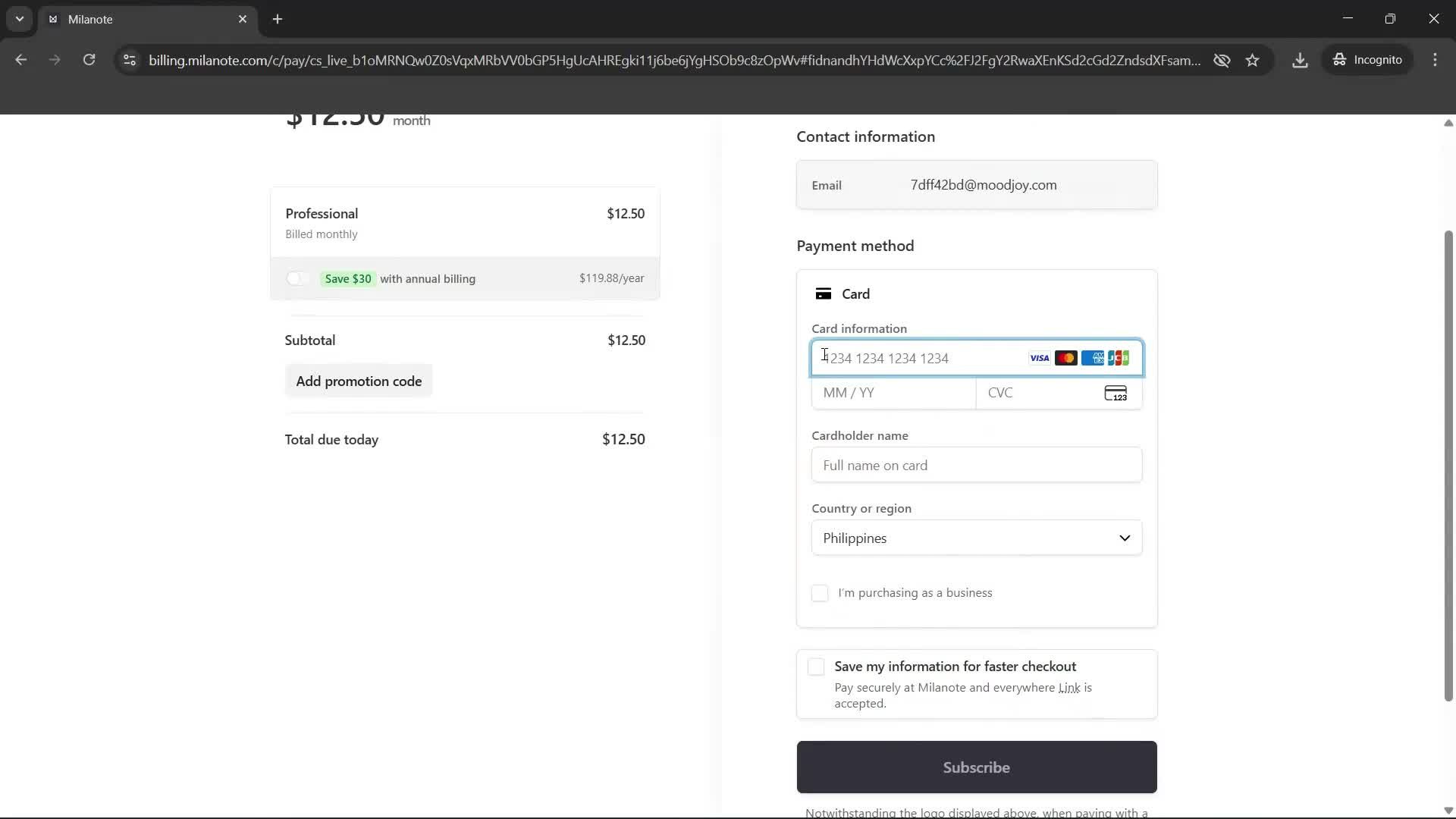 Upgrading your account screenshot