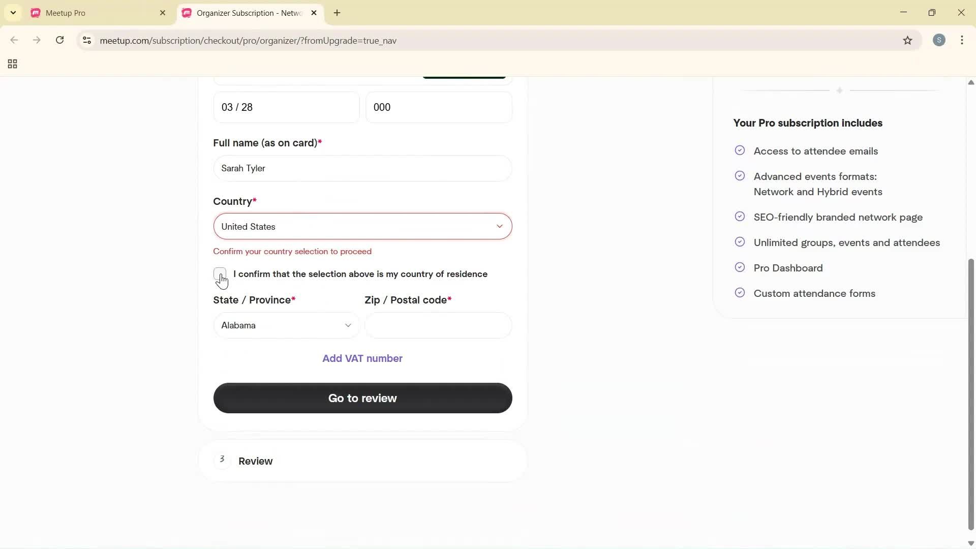 Upgrading your account screenshot