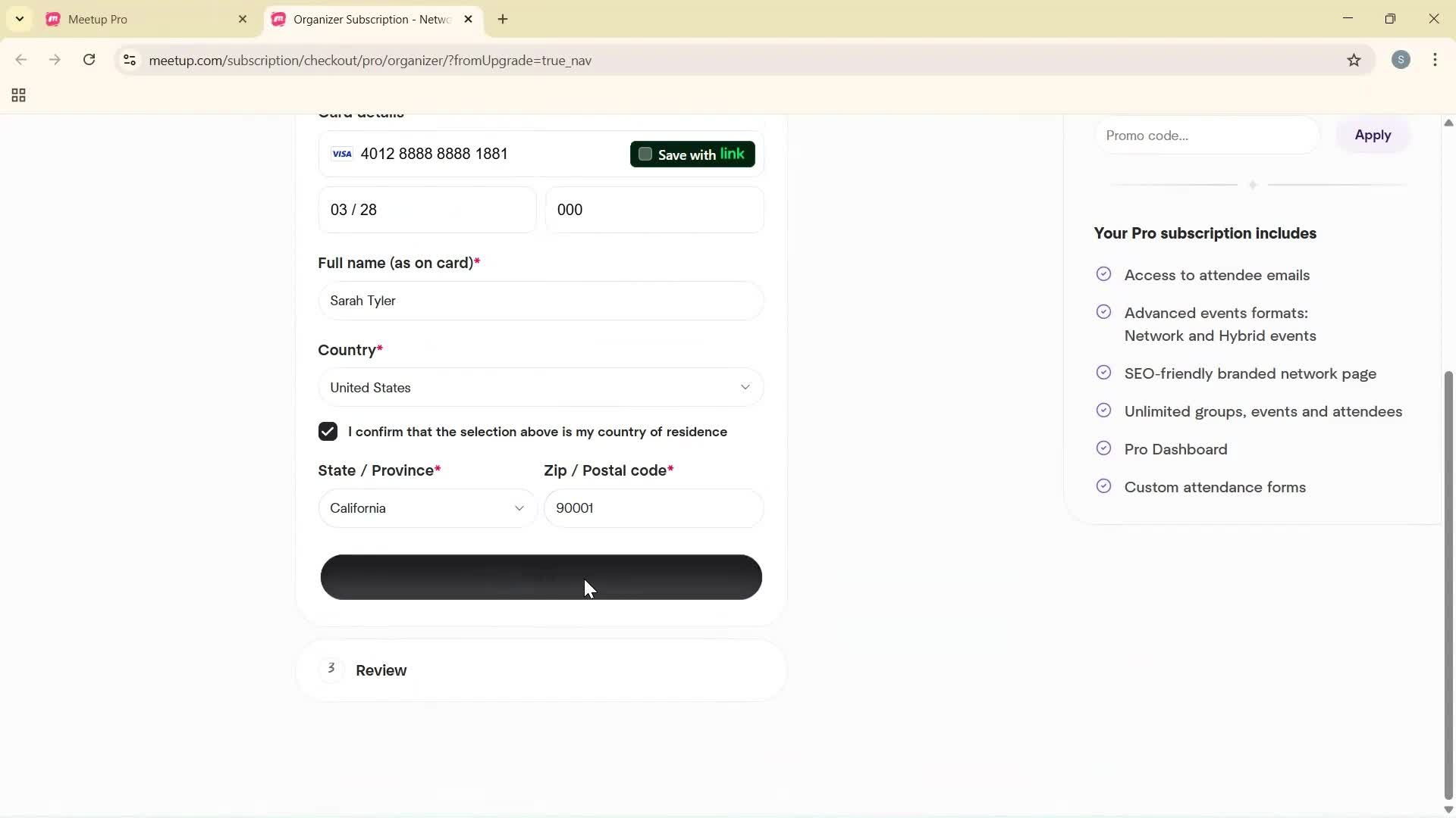Upgrading your account screenshot