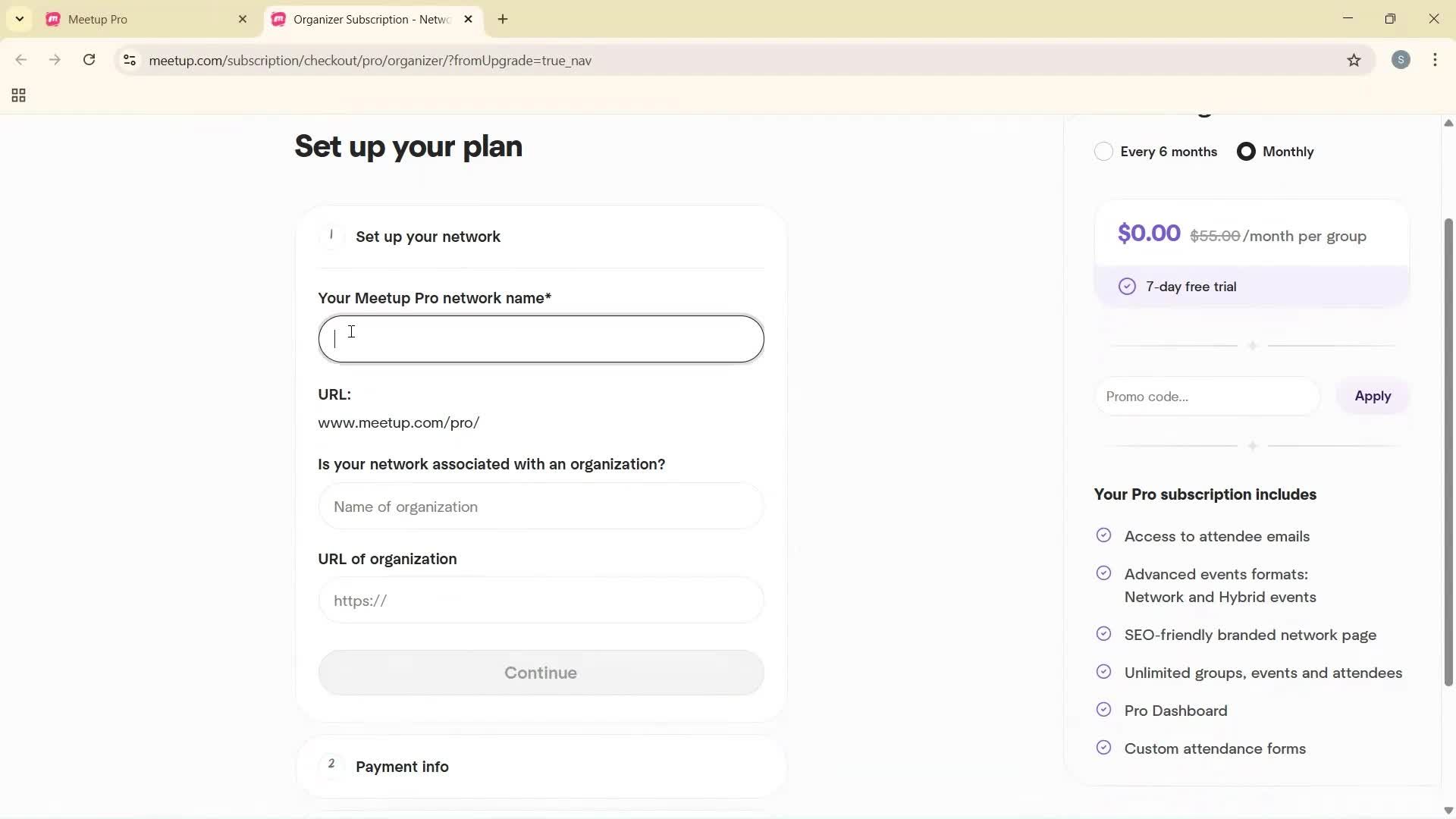 Upgrading your account screenshot