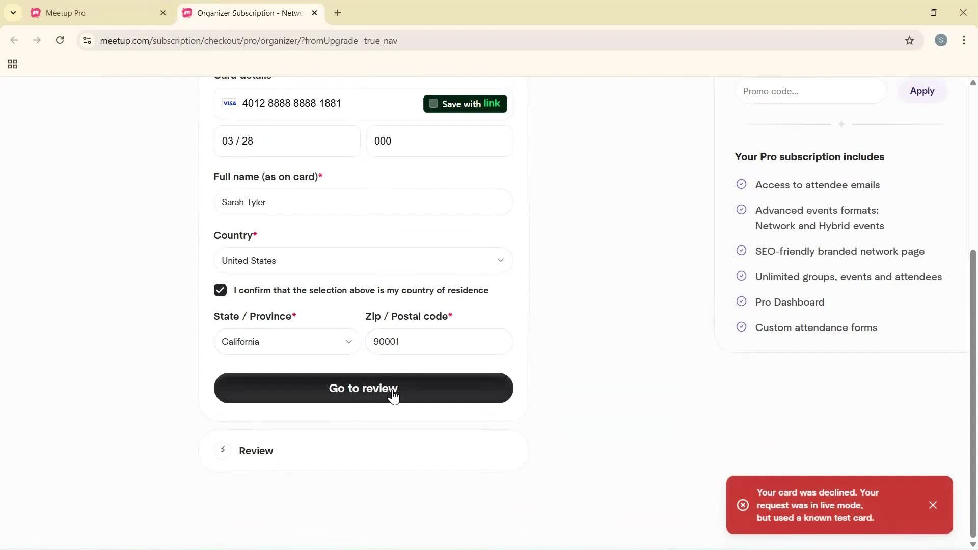 Upgrading your account screenshot