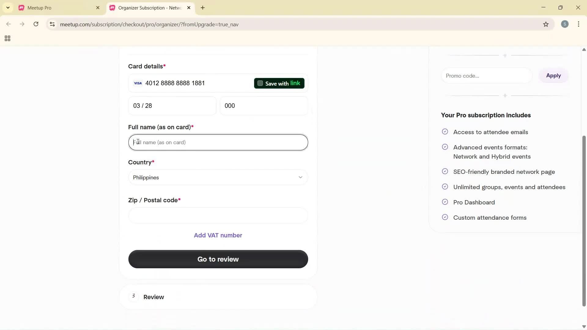 Upgrading your account screenshot