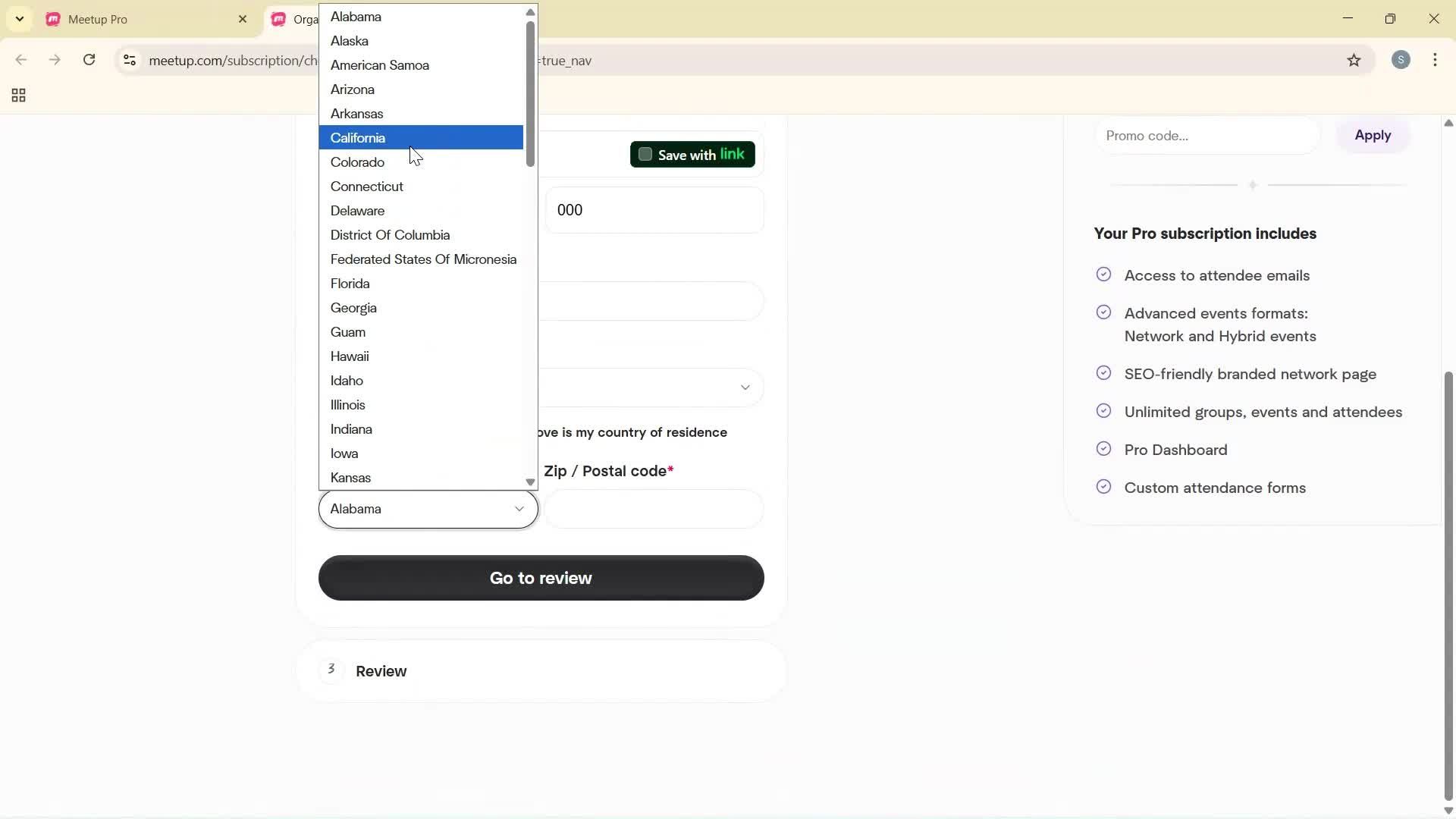Upgrading your account screenshot