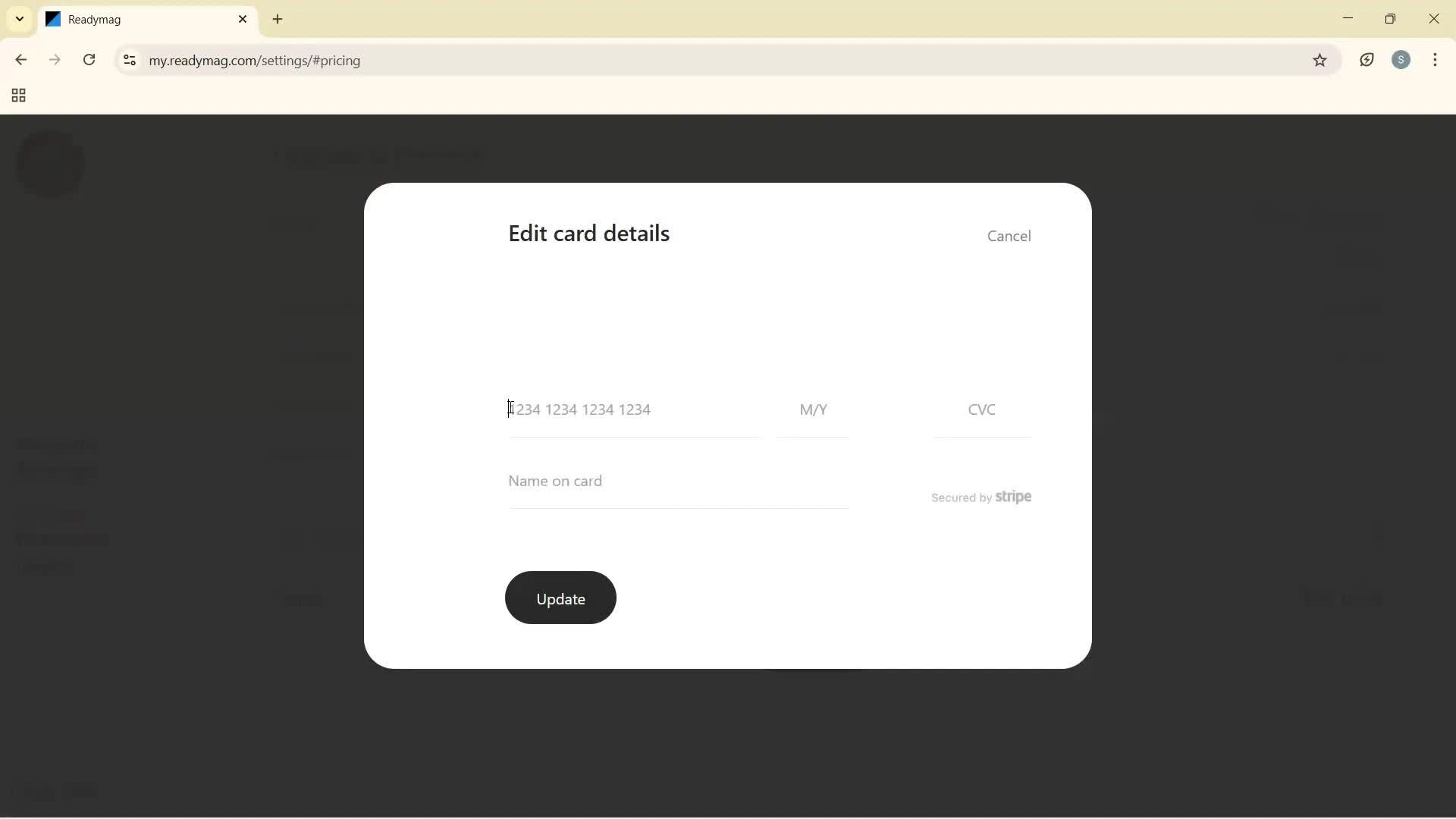 Upgrading your account screenshot