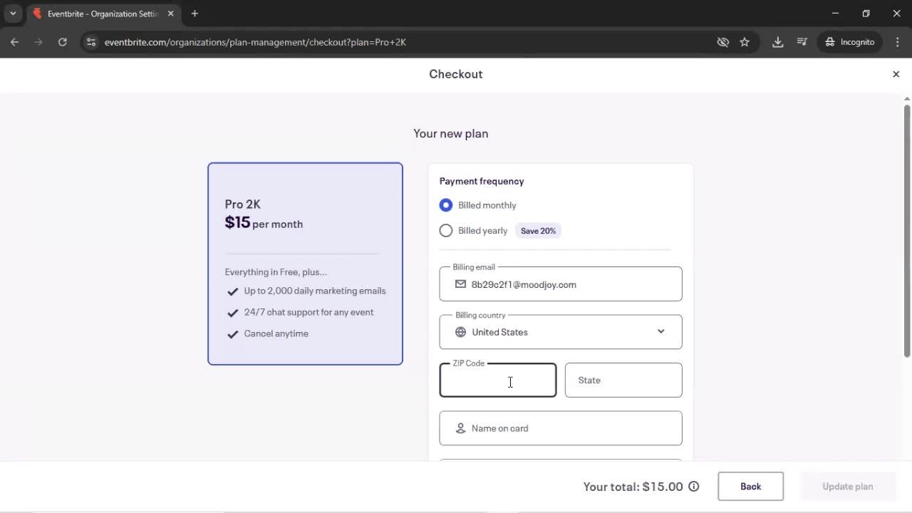 Upgrading your account screenshot