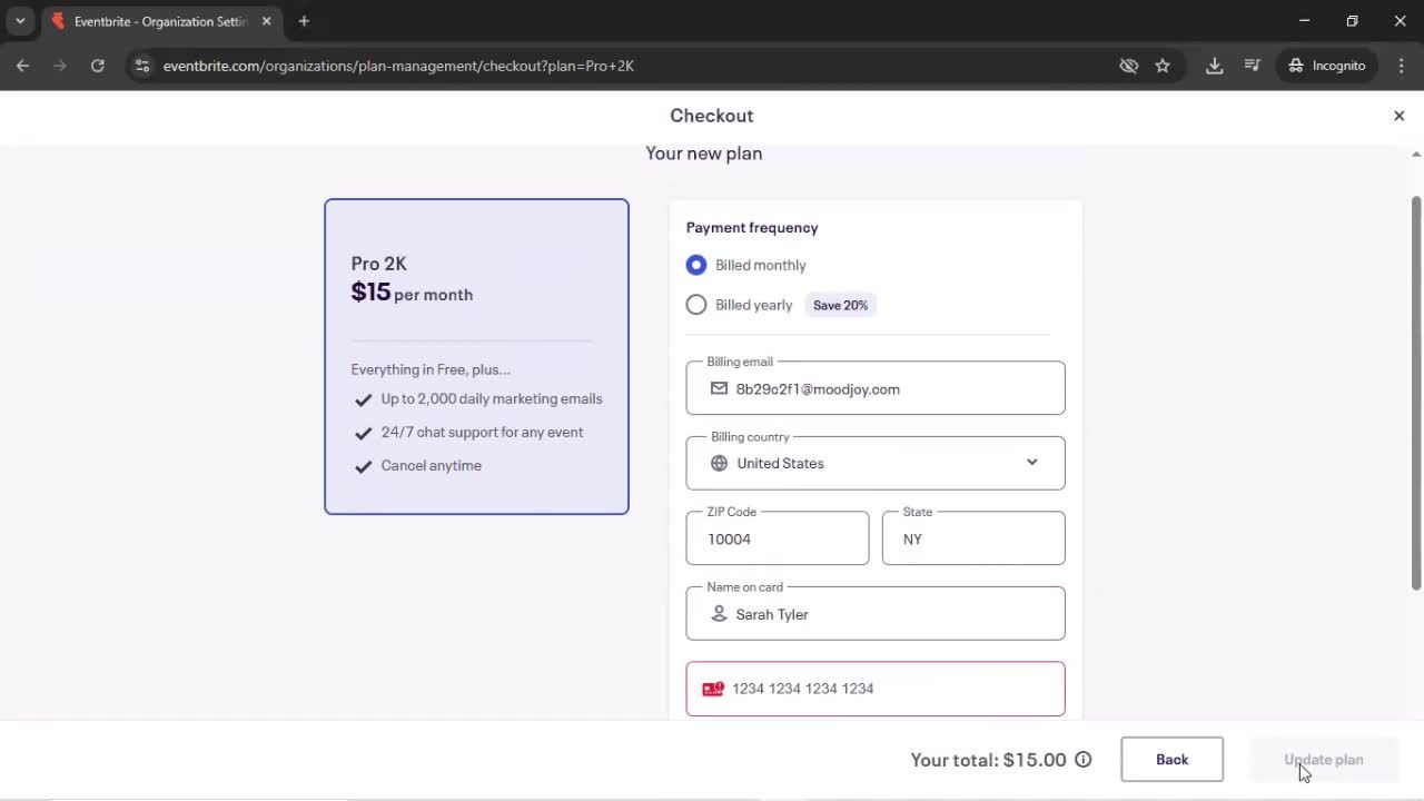 Upgrading your account screenshot
